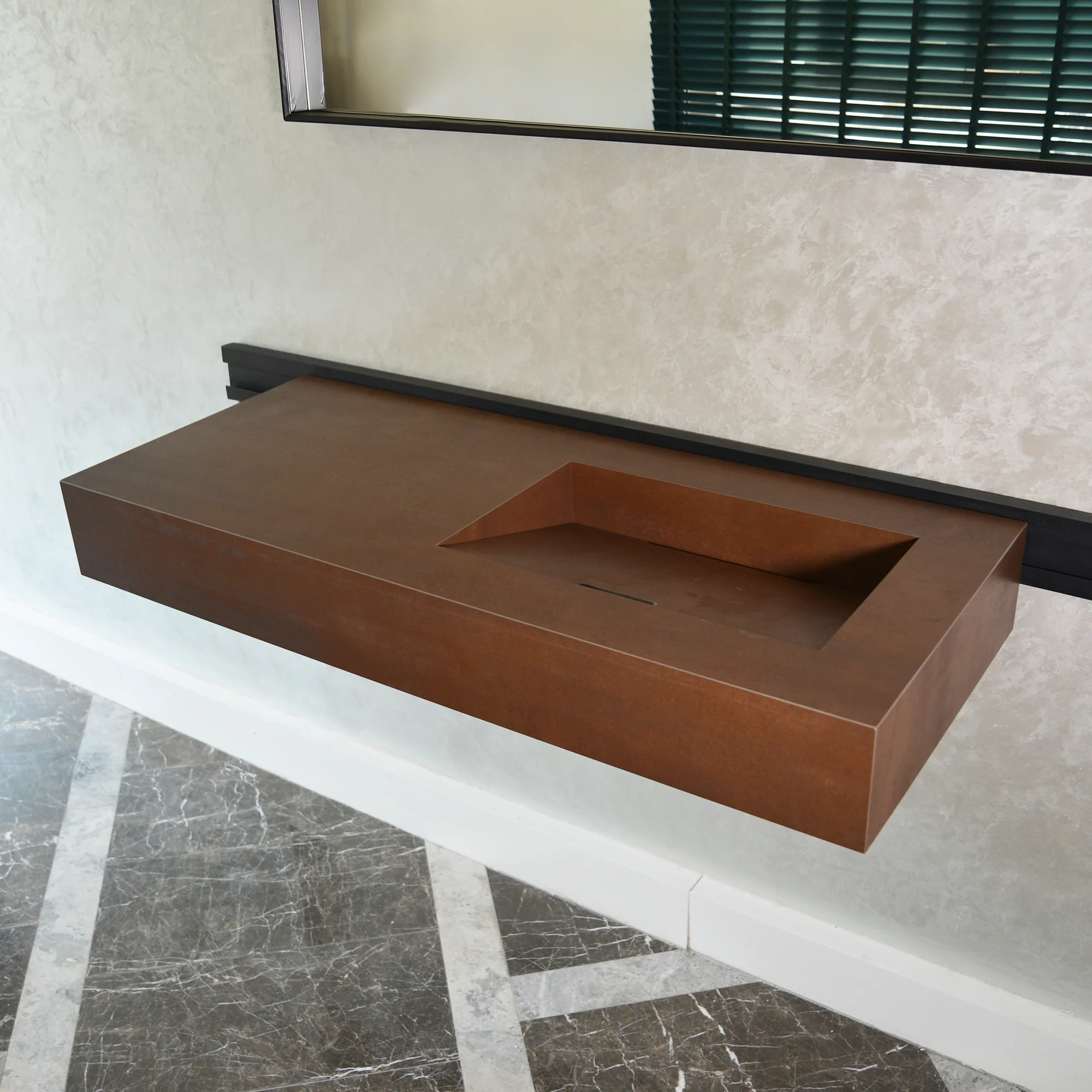 HANDCRAFTED INFINITY – METAL CORTEN ENGINEERED PORCELAIN SINK (ES-058) - Image 4