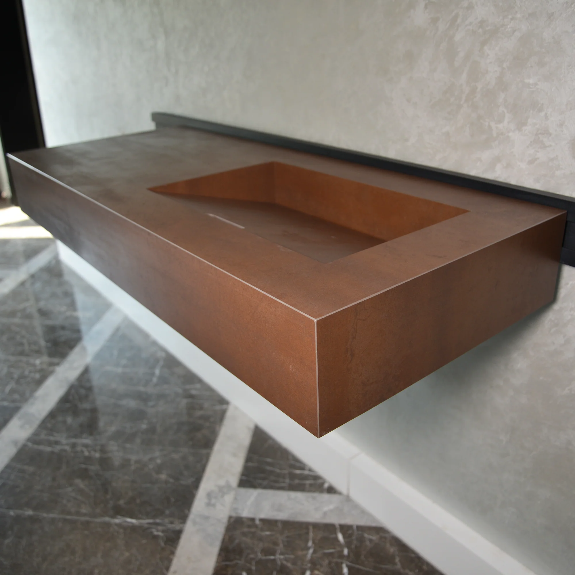 HANDCRAFTED INFINITY – METAL CORTEN ENGINEERED PORCELAIN SINK (ES-058) - Image 5