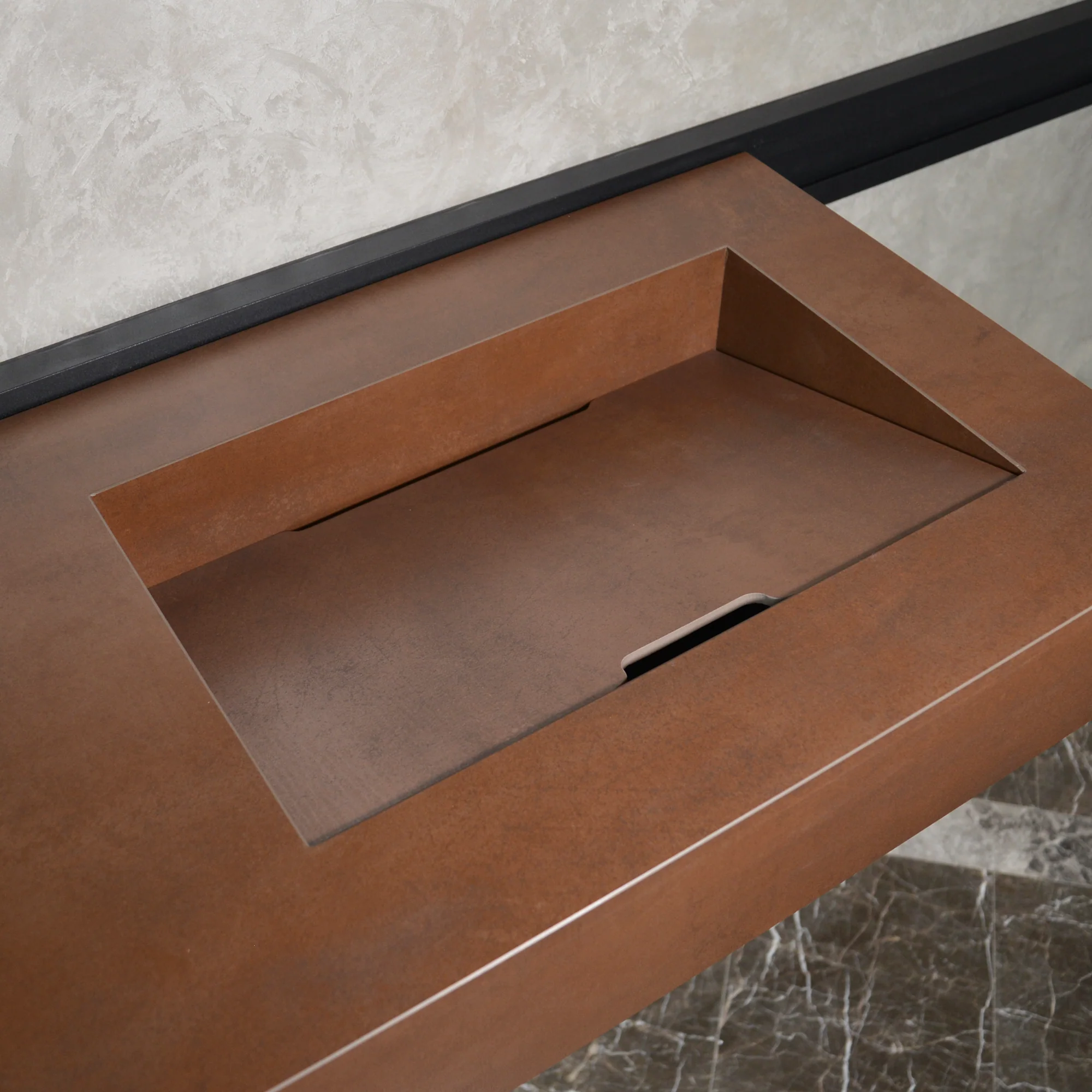HANDCRAFTED INFINITY – METAL CORTEN ENGINEERED PORCELAIN SINK (ES-058) - Image 6