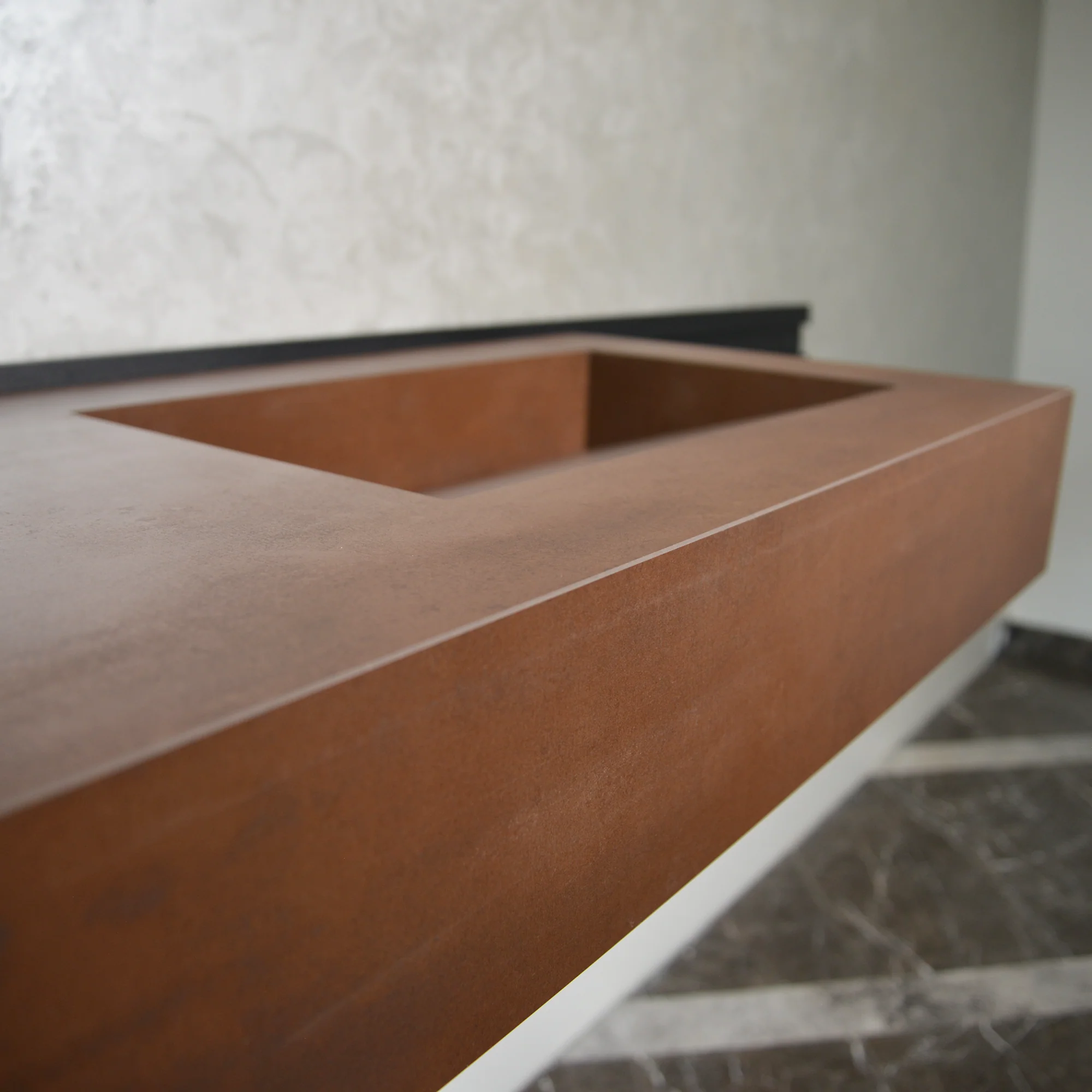 HANDCRAFTED INFINITY – METAL CORTEN ENGINEERED PORCELAIN SINK (ES-058) - Image 7