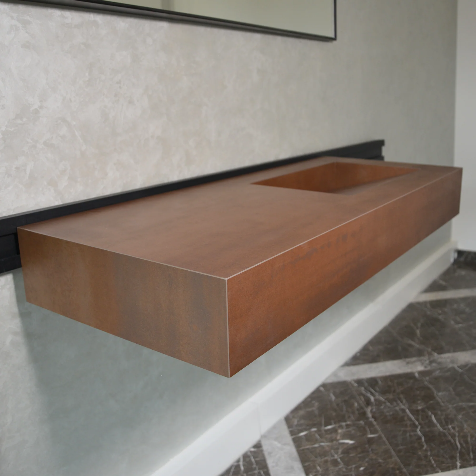 HANDCRAFTED INFINITY – METAL CORTEN ENGINEERED PORCELAIN SINK (ES-058) - Image 8