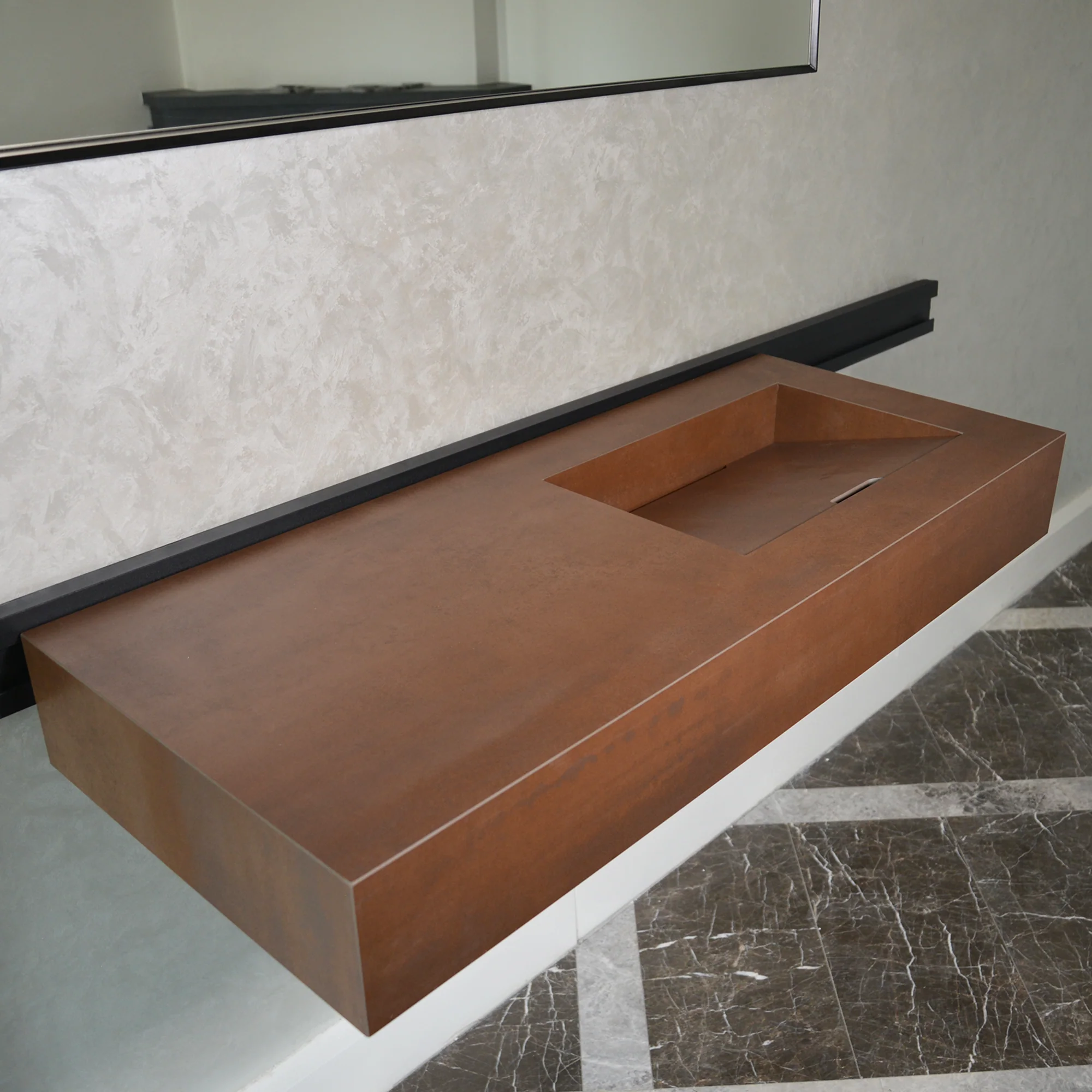 HANDCRAFTED INFINITY – METAL CORTEN ENGINEERED PORCELAIN SINK (ES-058) - Image 9