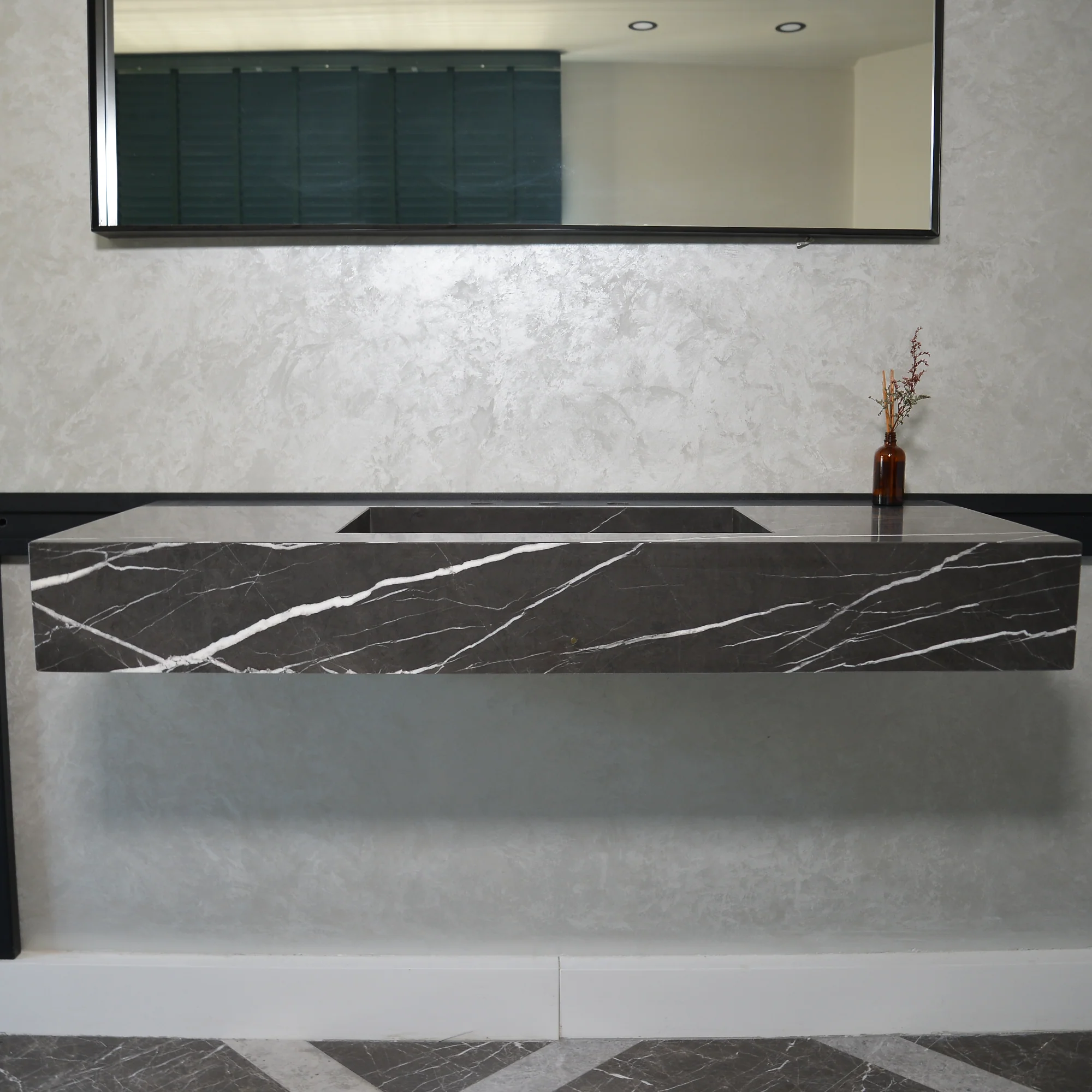 HANDCRAFTED CUSTOM PIETRA GREY MARBLE SINK (NS-081) - Image 10