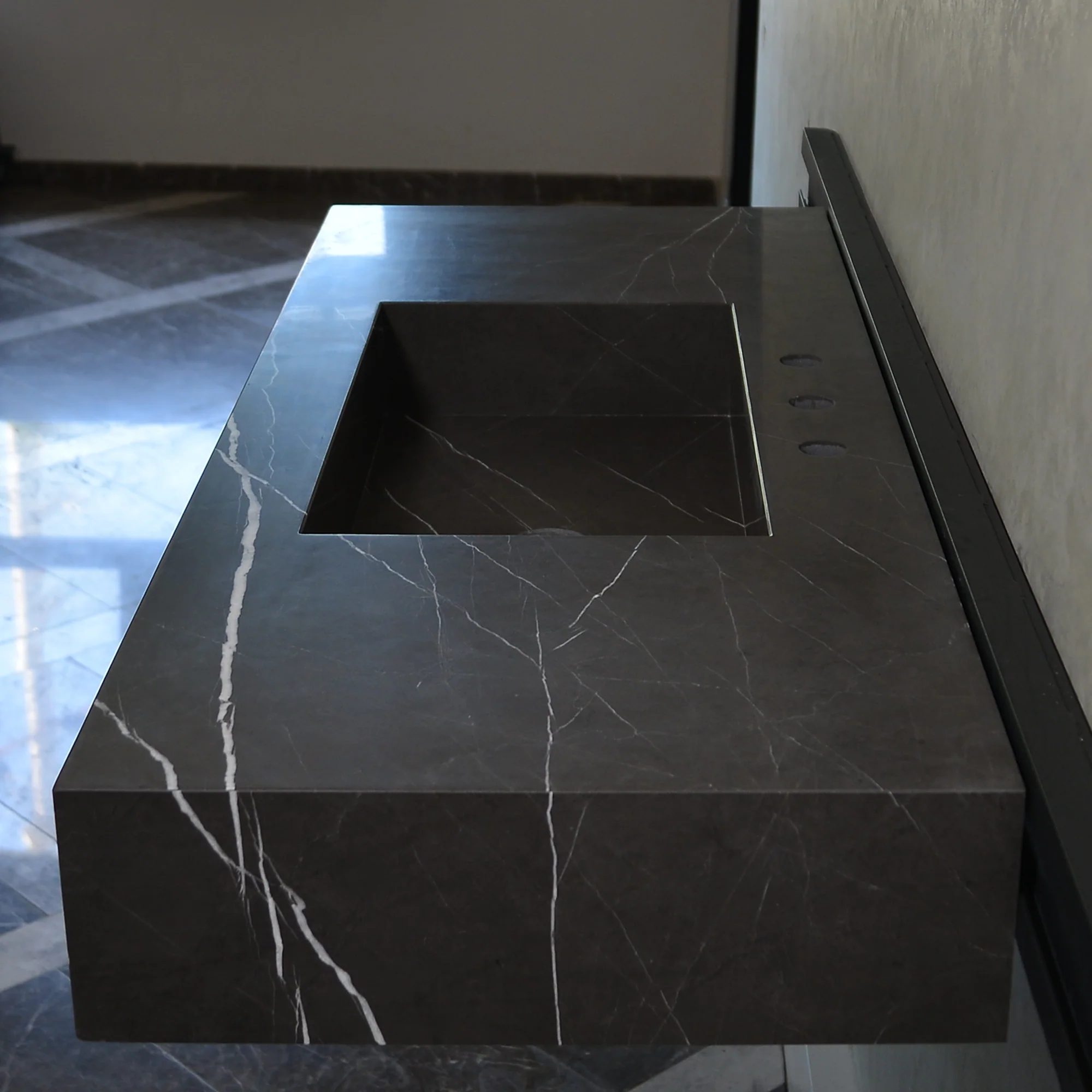 HANDCRAFTED CUSTOM PIETRA GREY MARBLE SINK (NS-081) - Image 3