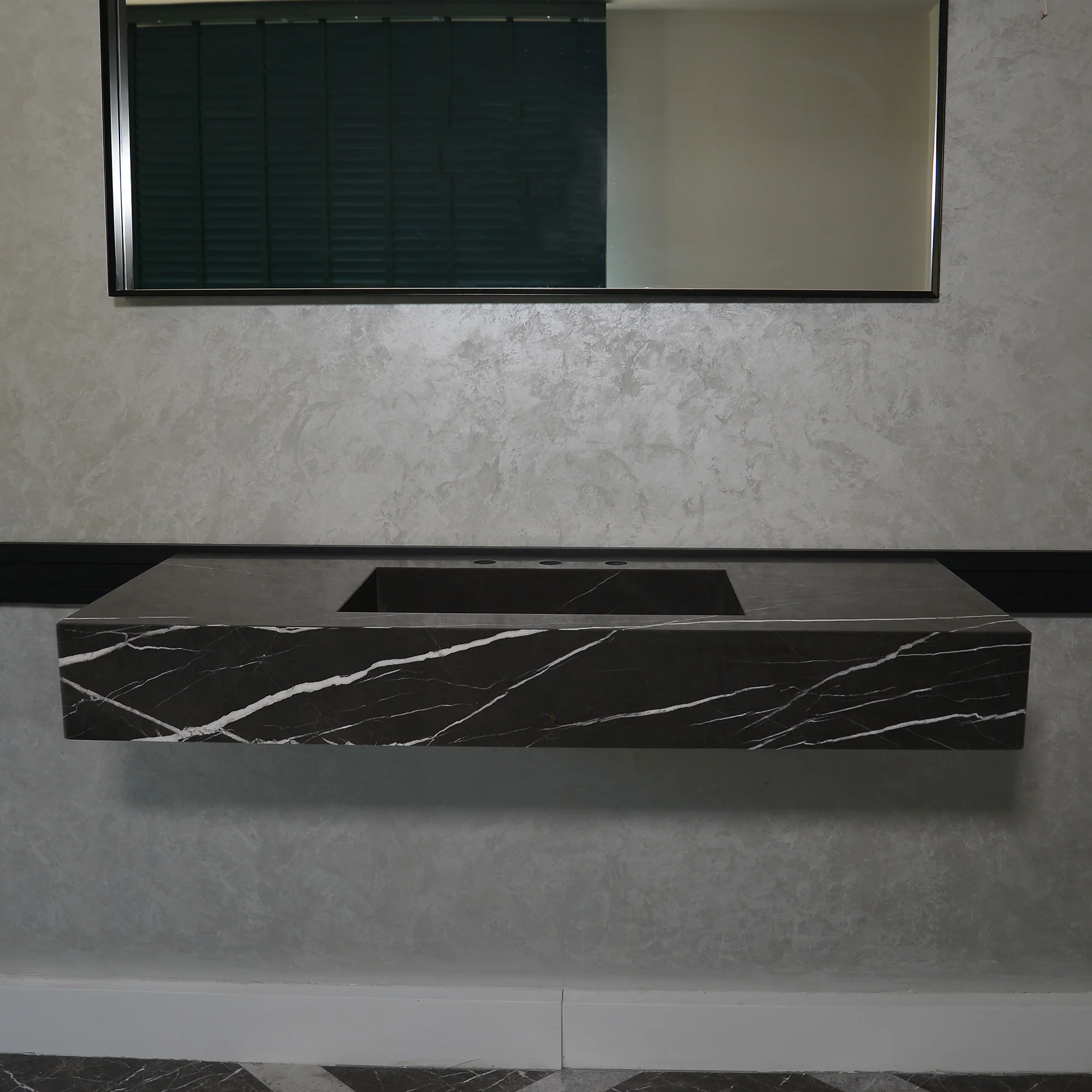 HANDCRAFTED CUSTOM PIETRA GREY MARBLE SINK (NS-081) - Image 4