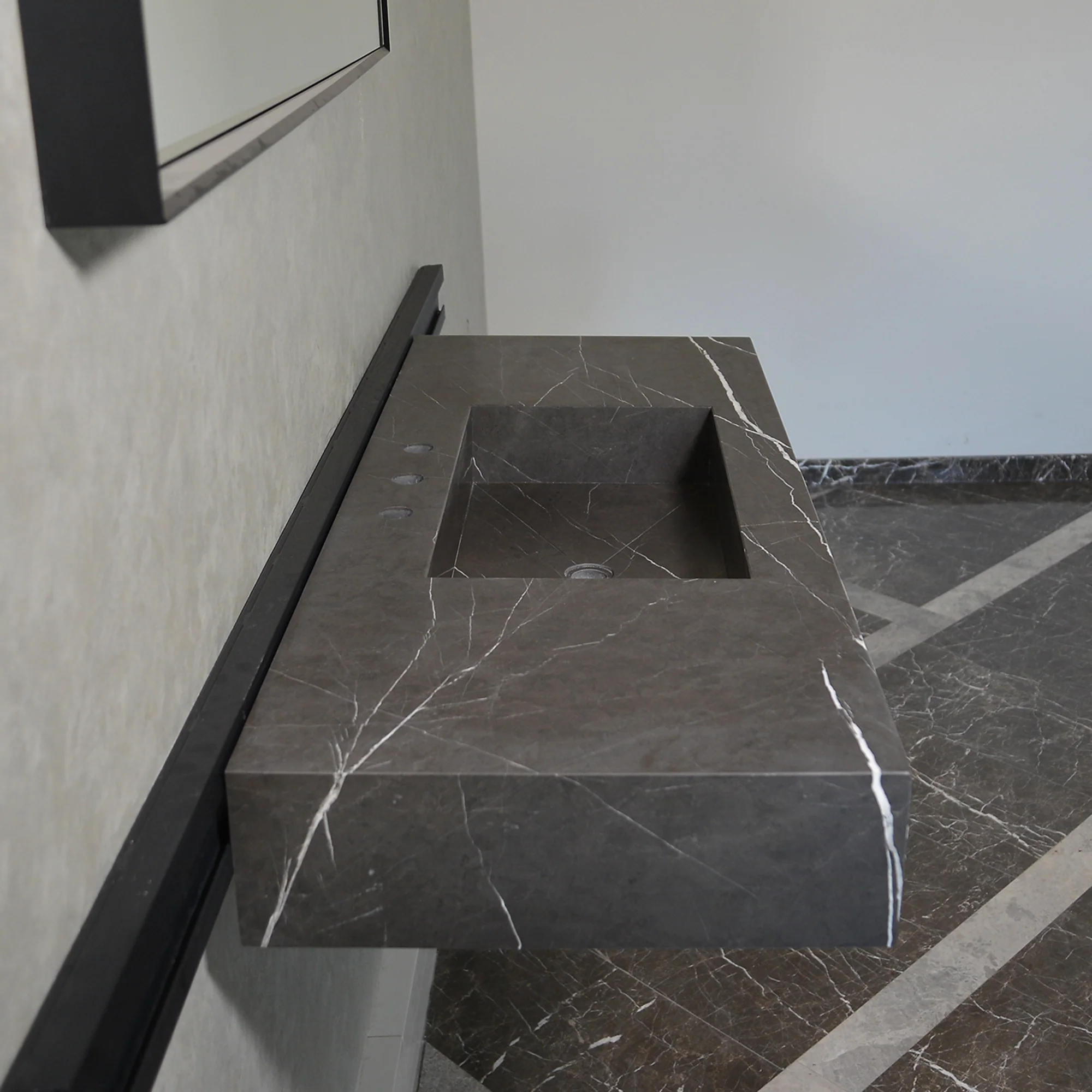 HANDCRAFTED CUSTOM PIETRA GREY MARBLE SINK (NS-081) - Image 6
