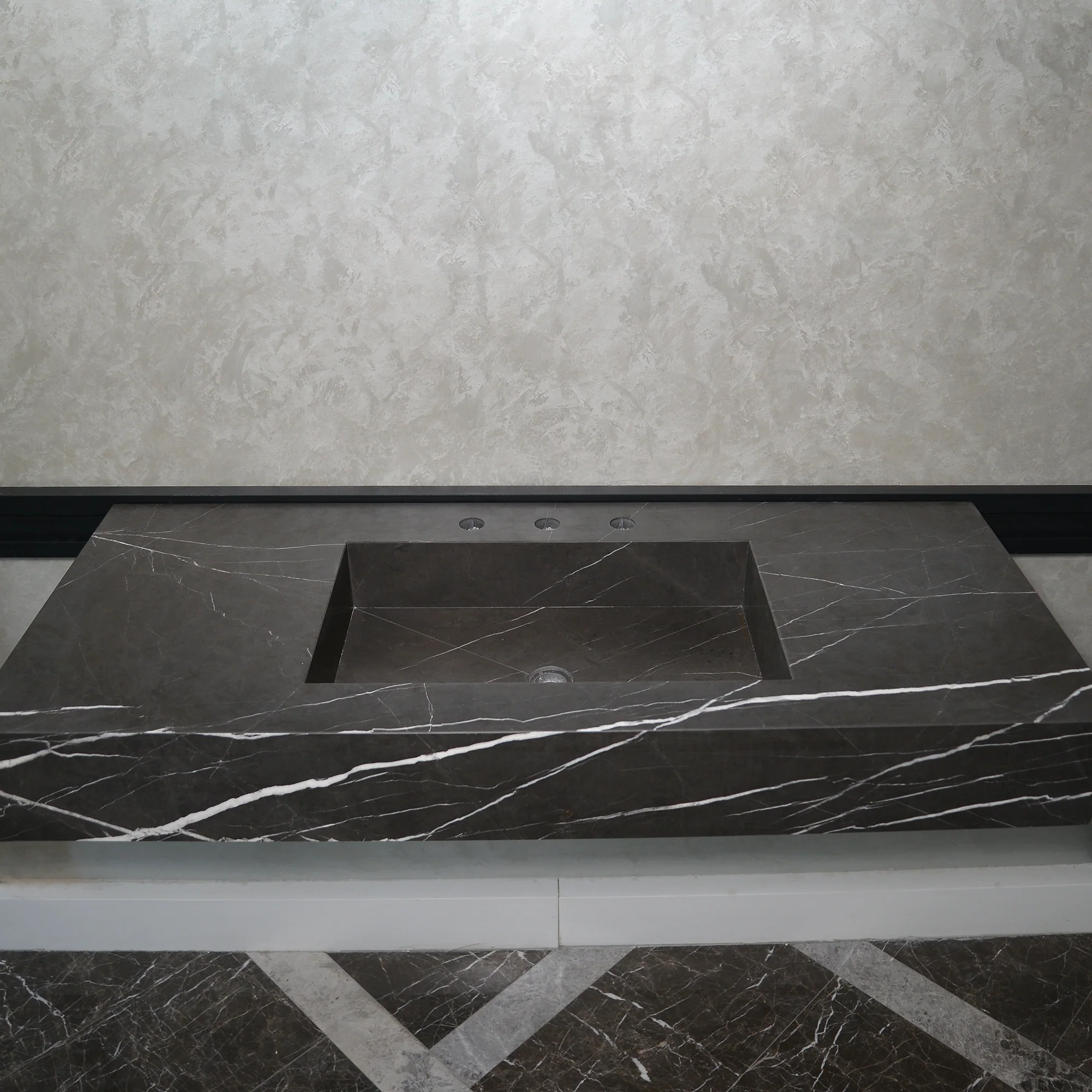 HANDCRAFTED CUSTOM PIETRA GREY MARBLE SINK (NS-081) - Image 7
