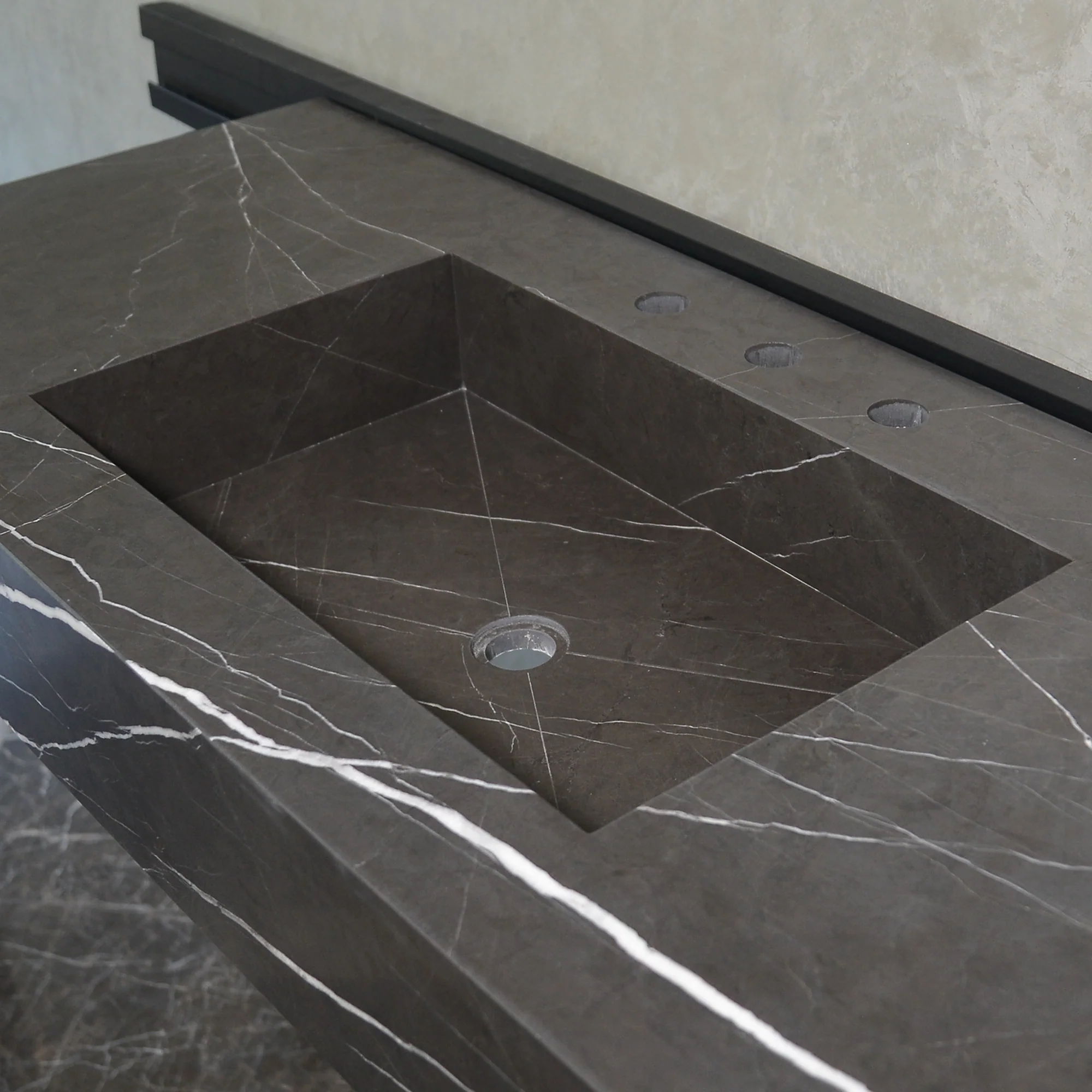 HANDCRAFTED CUSTOM PIETRA GREY MARBLE SINK (NS-081) - Image 8