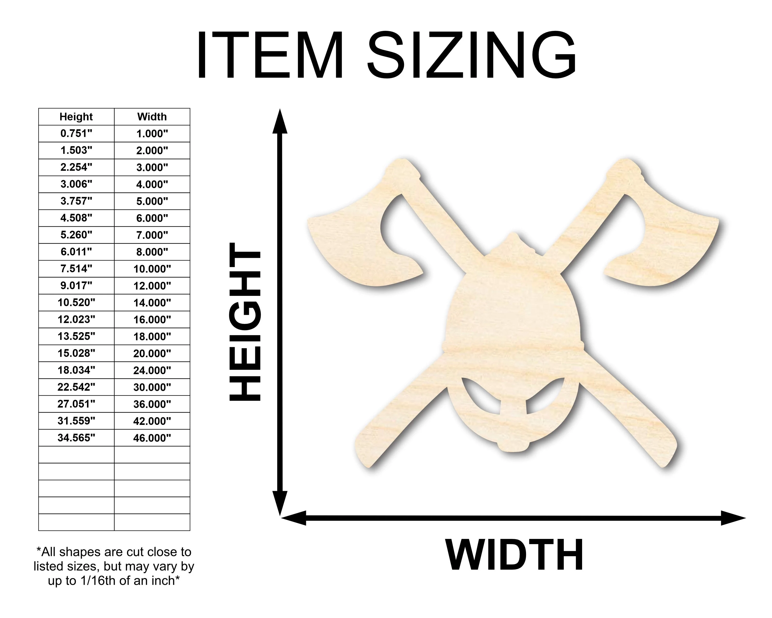 Copy of Unfinished Wood Axes and Helmet Shape - Craft - up to 46" - Image 2