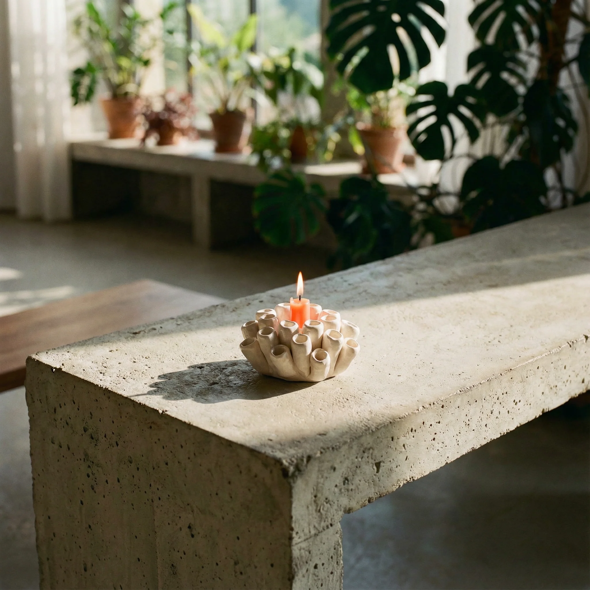 Coral Statue Candle Holder | Ceramic Sculpture Home Decor | 5" x 3" - Image 5