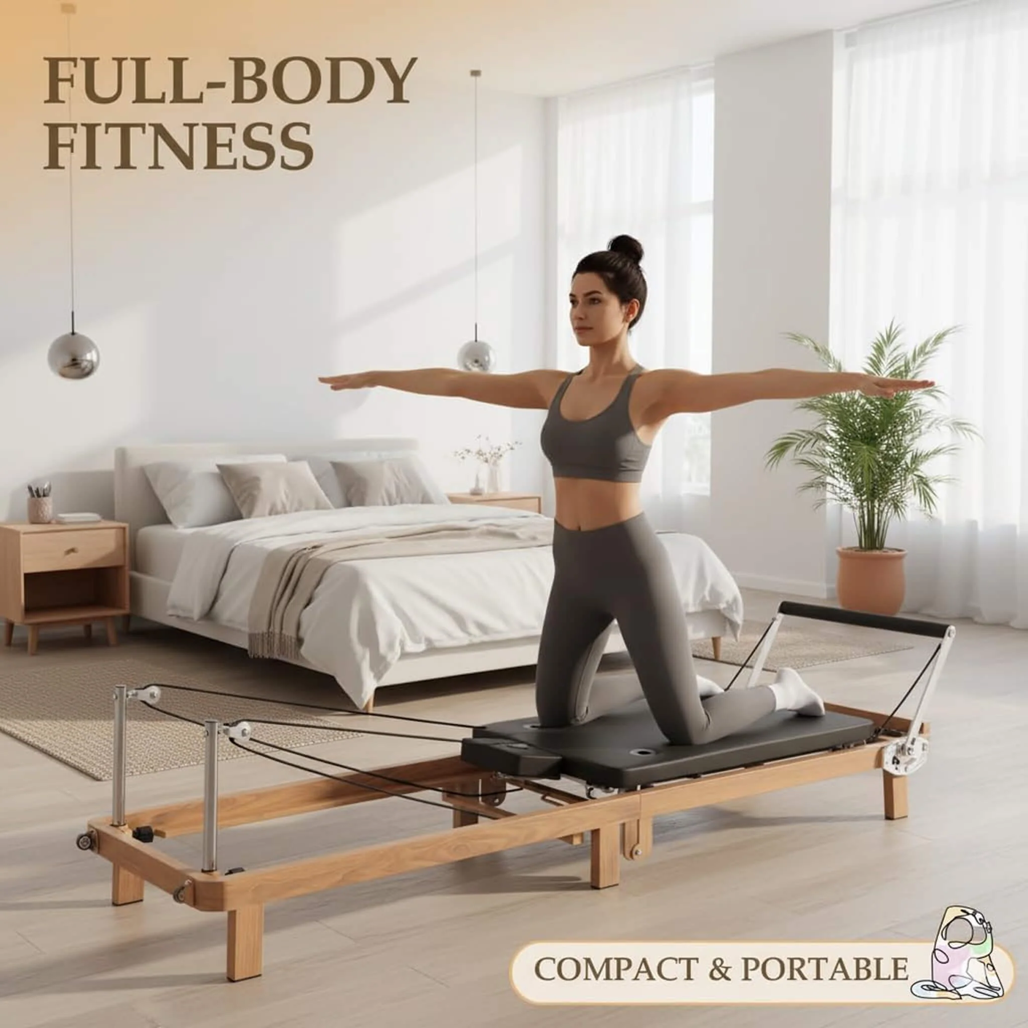 Core Pilates Apex Foldable Dual Resistance Pilates Reformer With Jumpboard (SAK83914) - Image 2