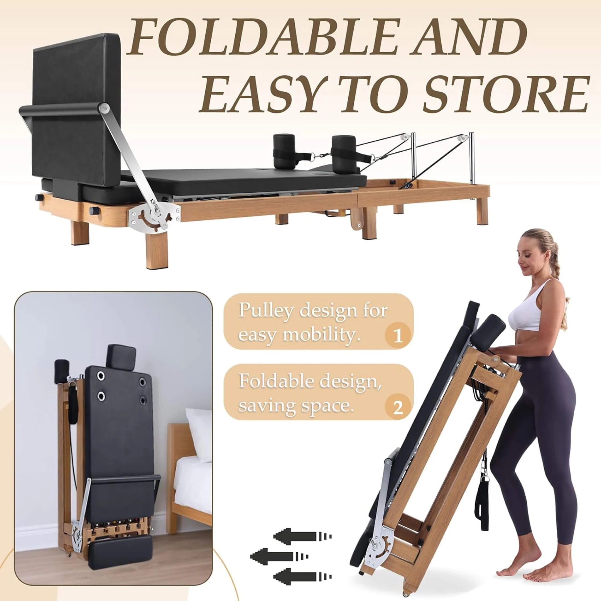 Core Pilates Apex Foldable Dual Resistance Pilates Reformer With Jumpboard (SAK83914) - Image 7