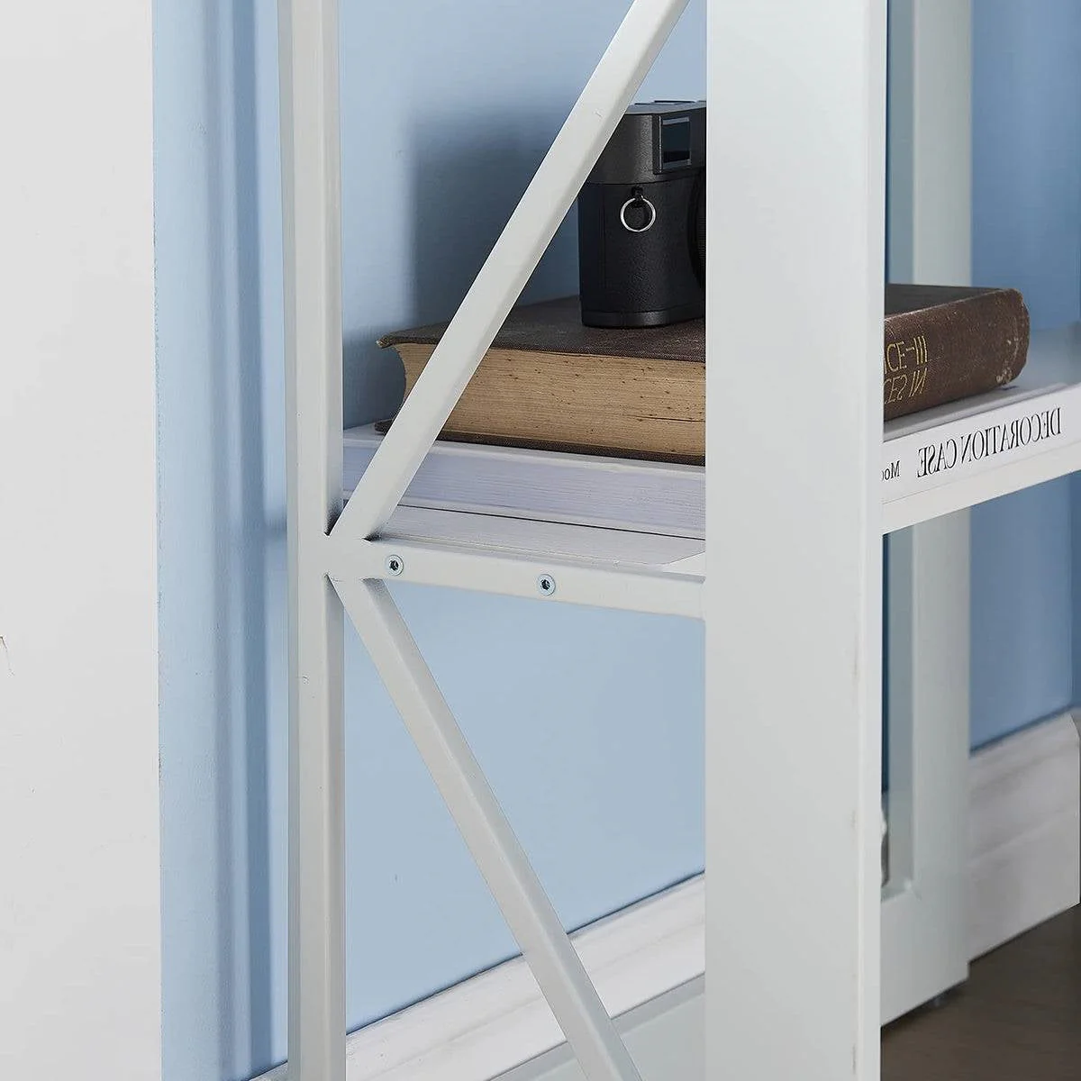 Corner Computer Desk with Keyboard Tray Storage Shelves in White - Image 4