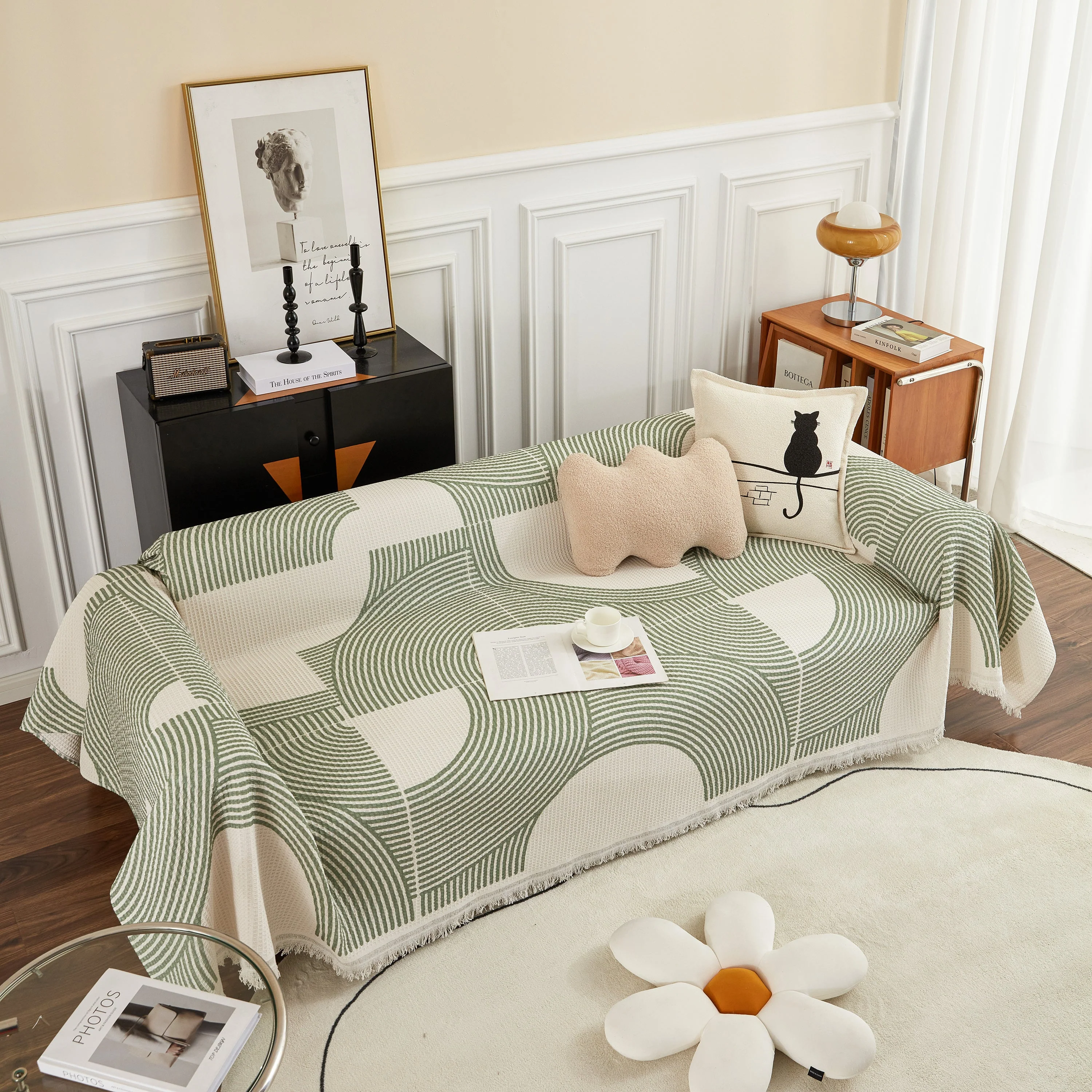 Cotton Jacquard Lucky Gather Sofa Cover Blanket, L Shaped Couch Cover, Sofa Throw Cover - Image 10
