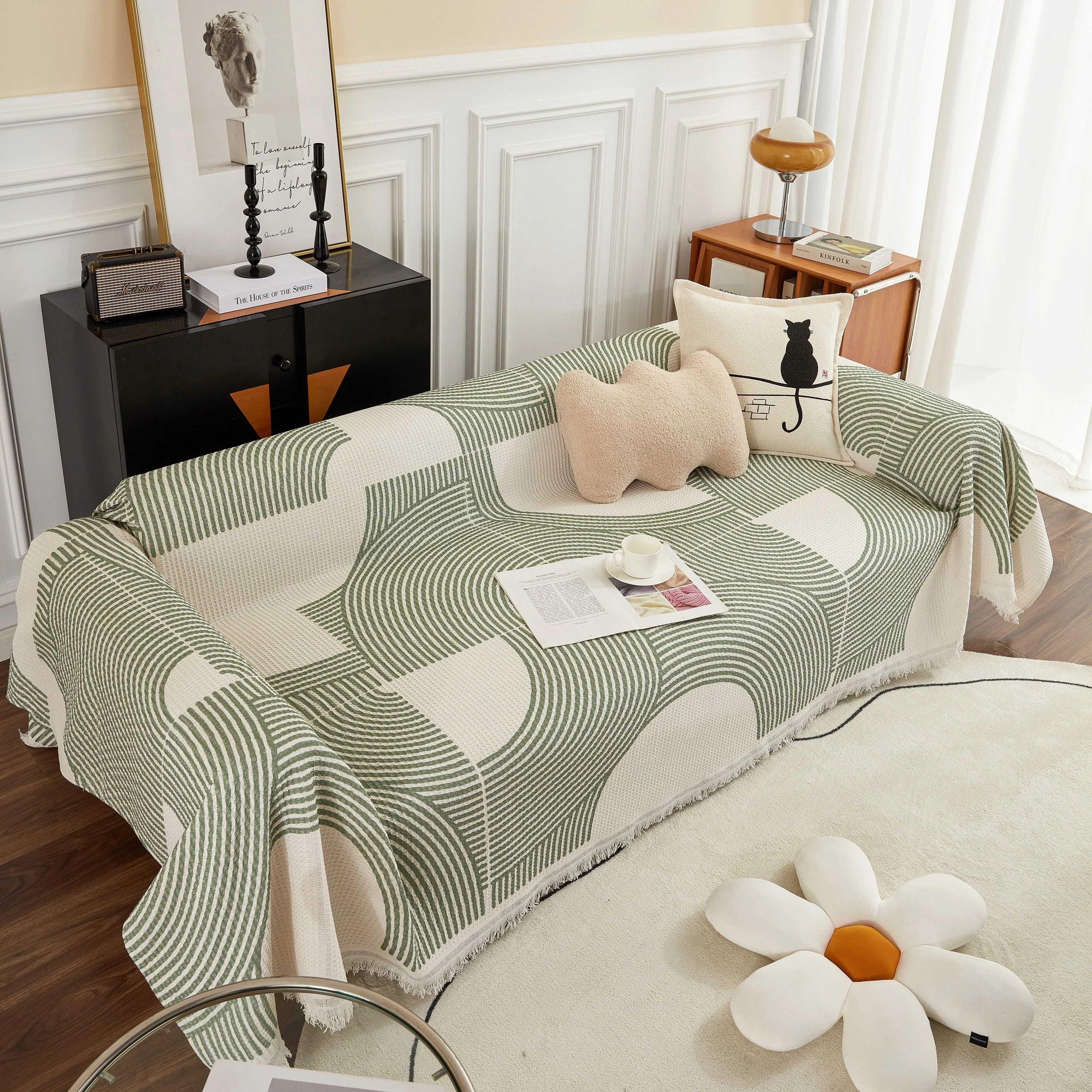 Cotton Jacquard Lucky Gather Sofa Cover Blanket, L Shaped Couch Cover, Sofa Throw Cover - Image 11