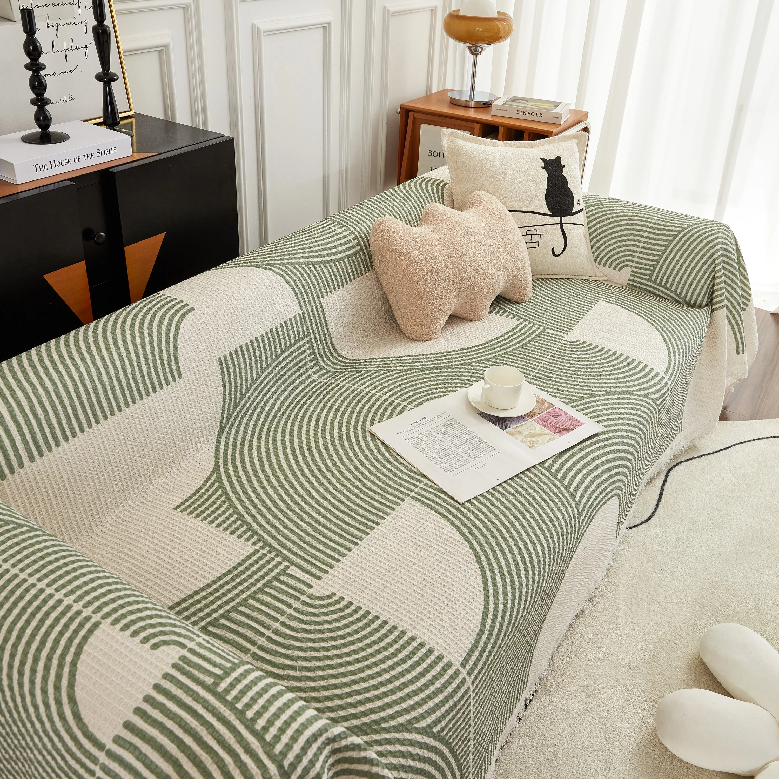 Cotton Jacquard Lucky Gather Sofa Cover Blanket, L Shaped Couch Cover, Sofa Throw Cover - Image 12