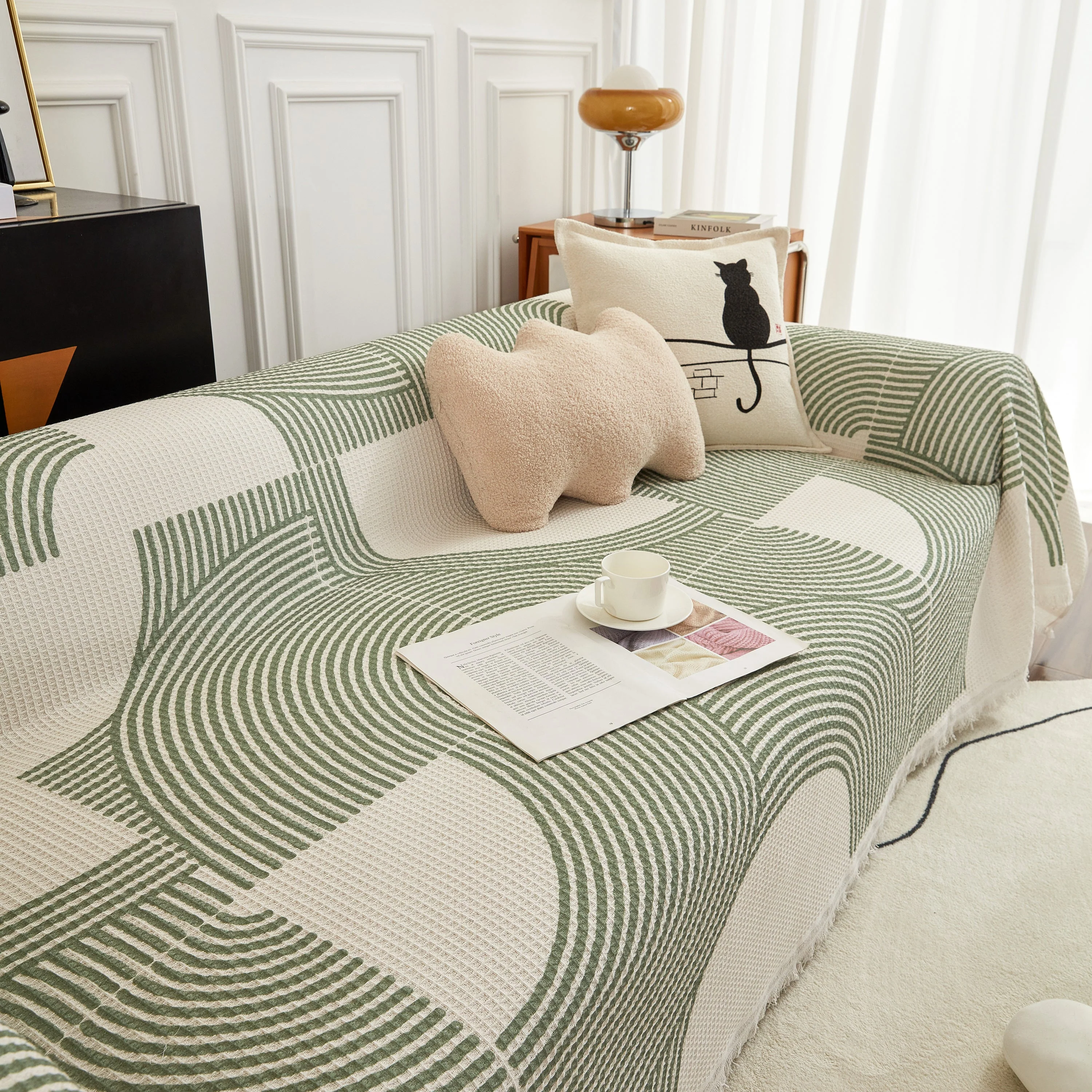 Cotton Jacquard Lucky Gather Sofa Cover Blanket, L Shaped Couch Cover, Sofa Throw Cover - Image 14