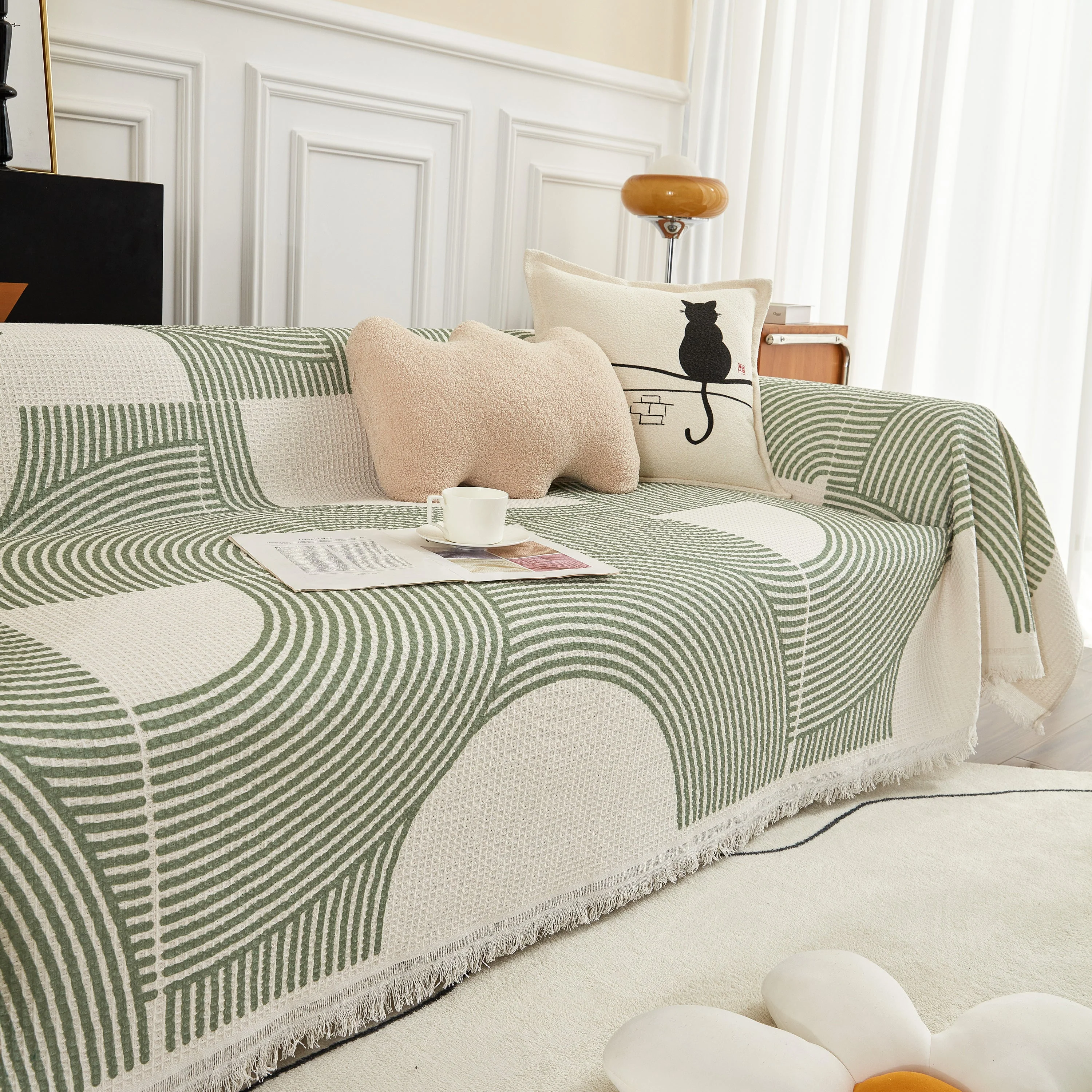 Cotton Jacquard Lucky Gather Sofa Cover Blanket, L Shaped Couch Cover, Sofa Throw Cover - Image 15