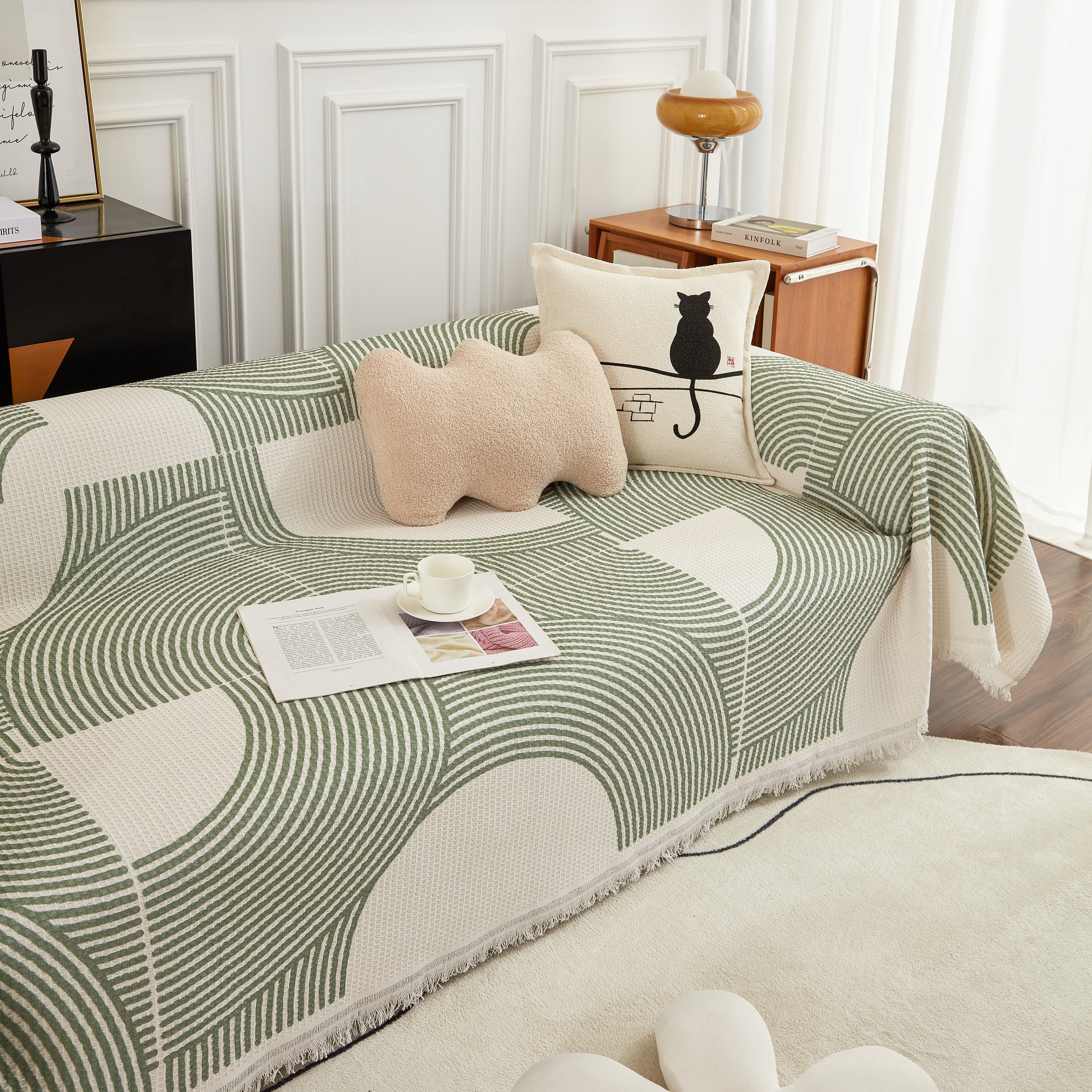 Cotton Jacquard Lucky Gather Sofa Cover Blanket, L Shaped Couch Cover, Sofa Throw Cover - Image 16