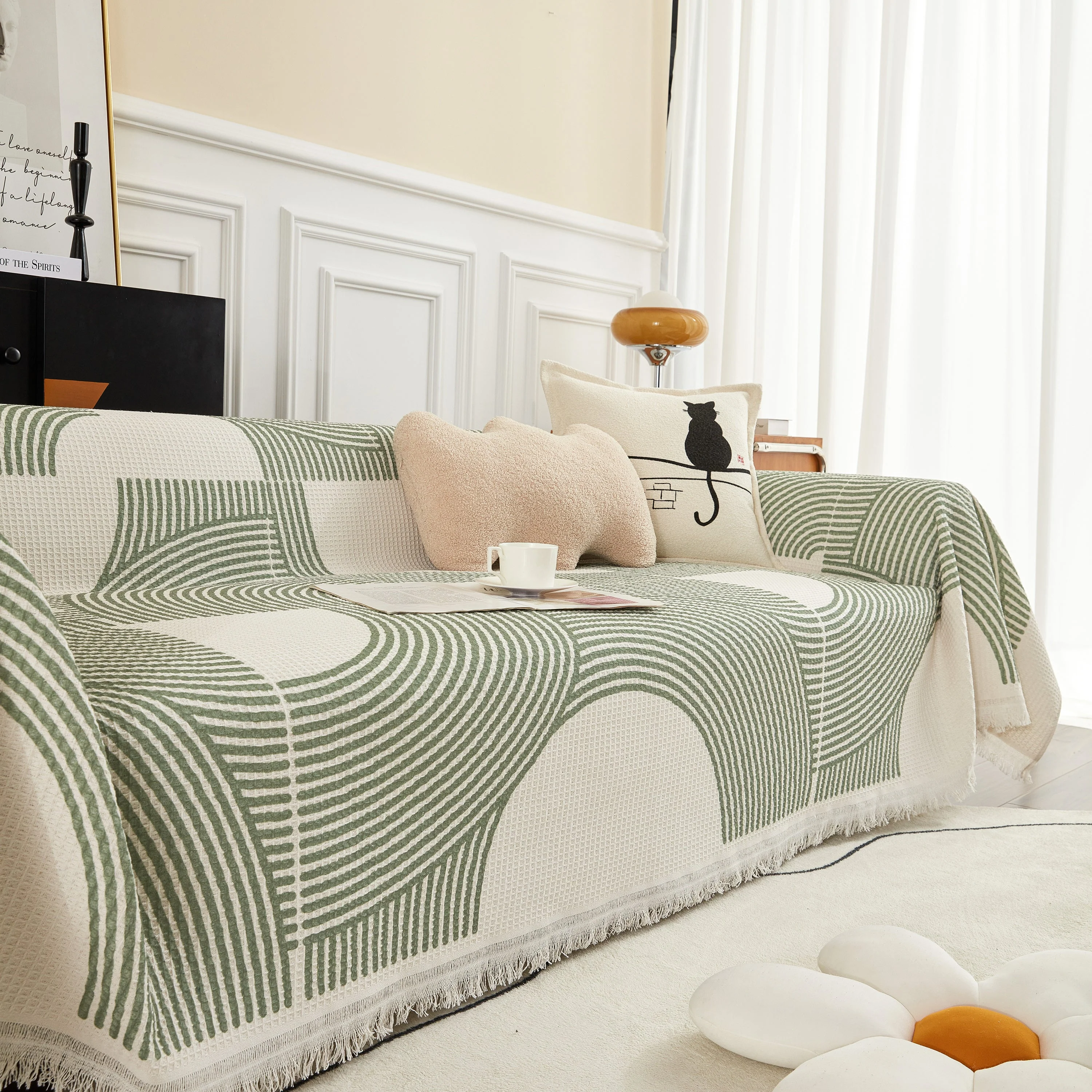 Cotton Jacquard Lucky Gather Sofa Cover Blanket, L Shaped Couch Cover, Sofa Throw Cover - Image 17