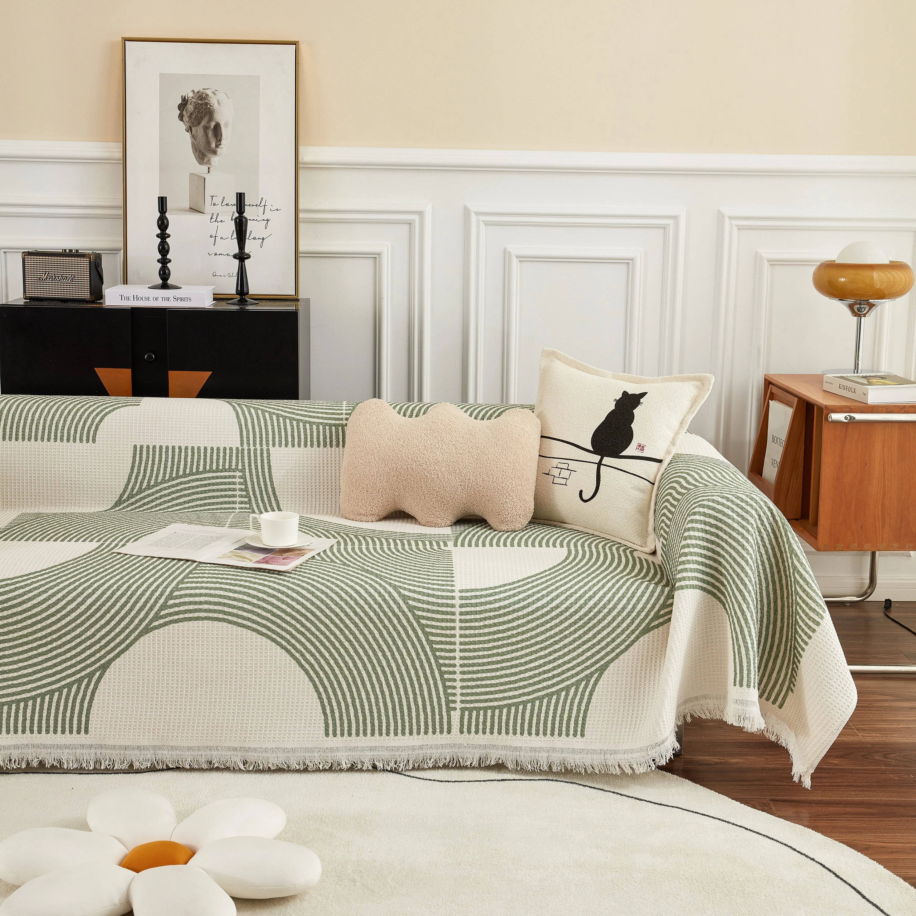 Cotton Jacquard Lucky Gather Sofa Cover Blanket, L Shaped Couch Cover, Sofa Throw Cover - Image 19