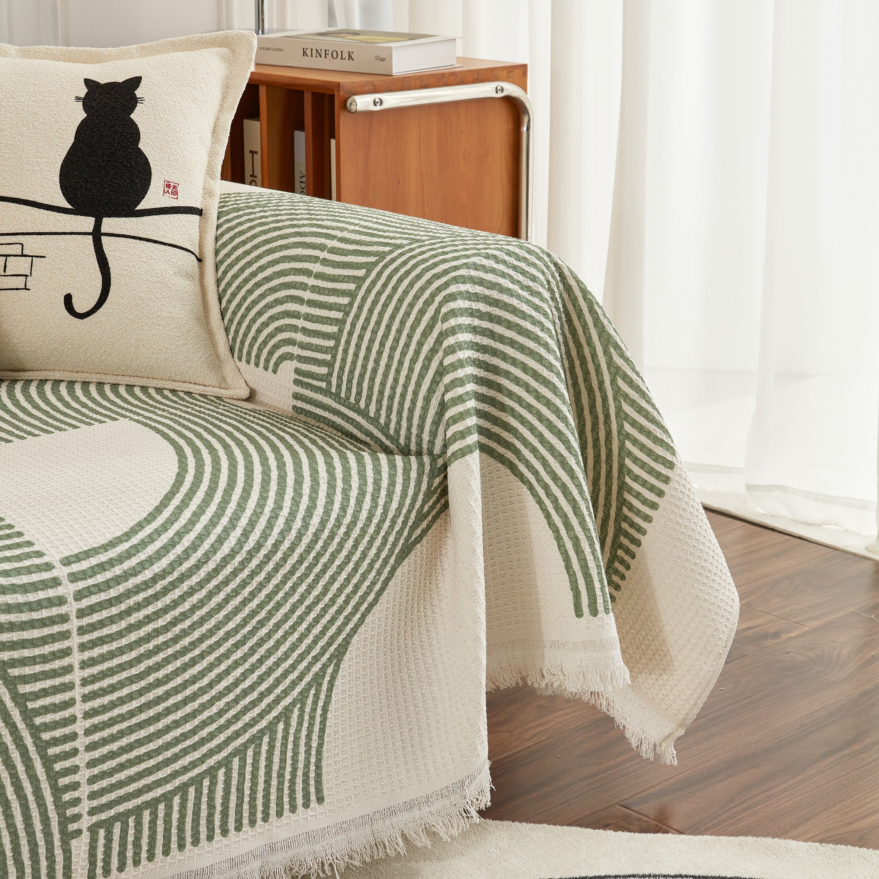 Cotton Jacquard Lucky Gather Sofa Cover Blanket, L Shaped Couch Cover, Sofa Throw Cover - Image 4
