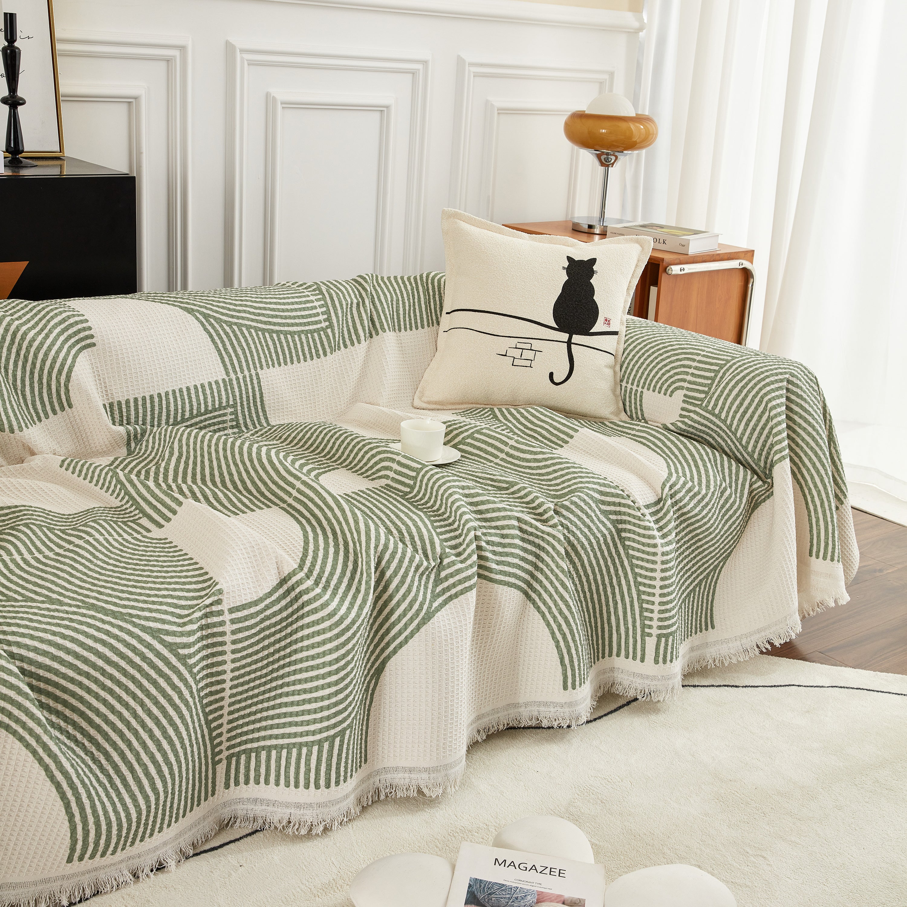 Cotton Jacquard Lucky Gather Sofa Cover Blanket, L Shaped Couch Cover, Sofa Throw Cover - Image 6