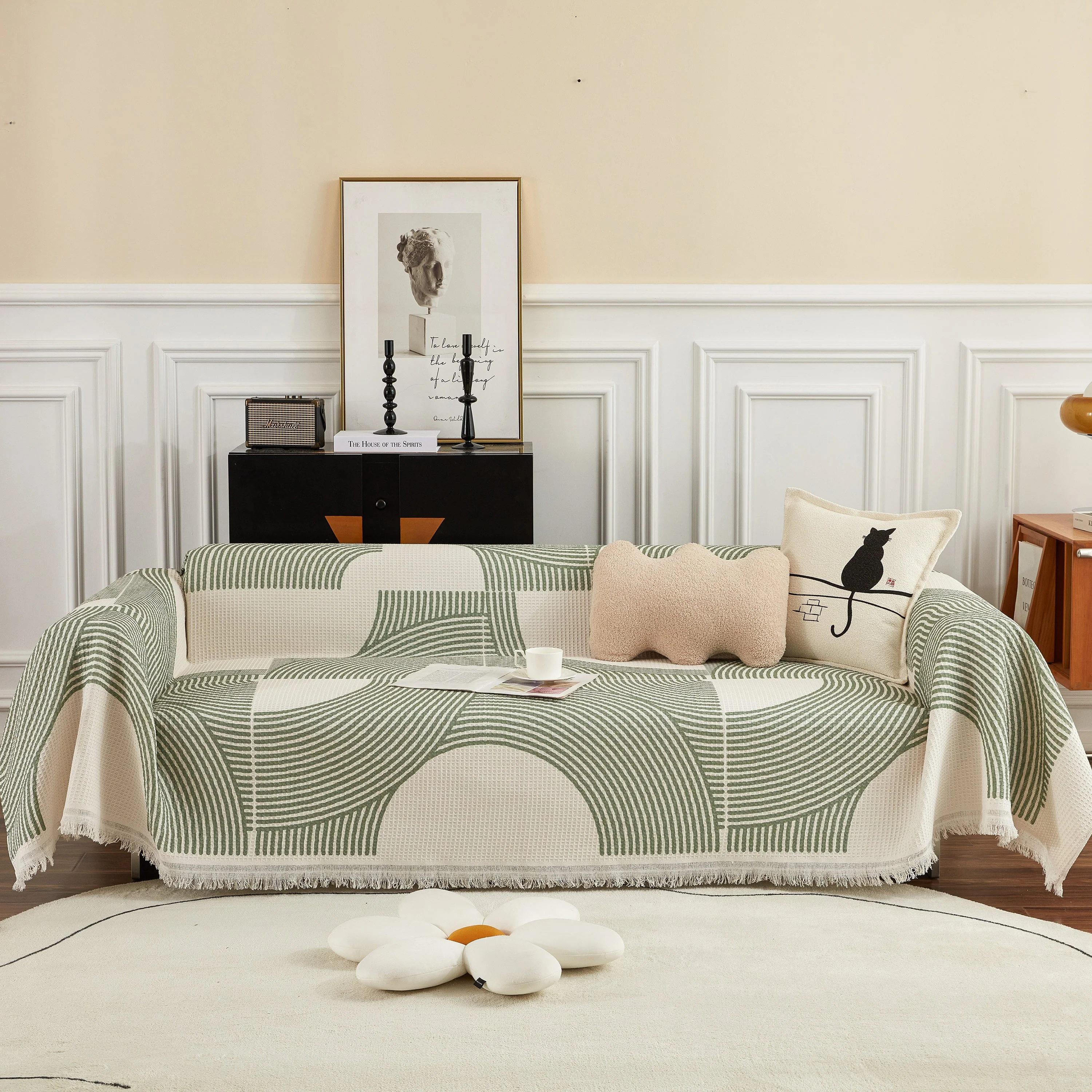 Cotton Jacquard Lucky Gather Sofa Cover Blanket, L Shaped Couch Cover, Sofa Throw Cover - Image 8