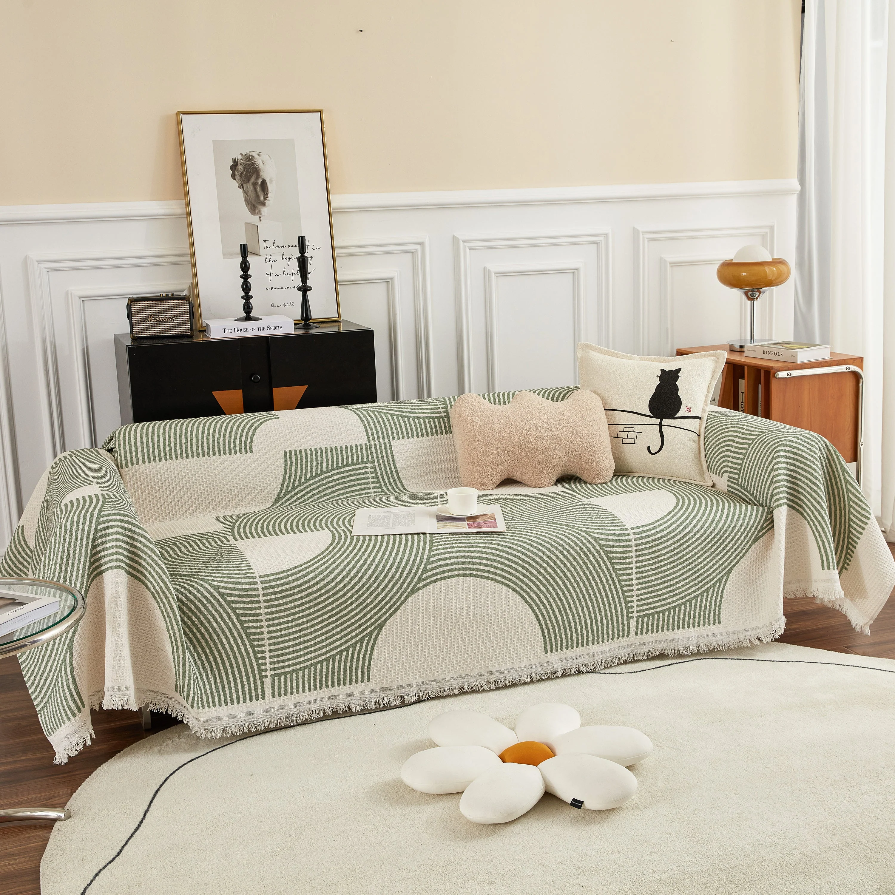 Cotton Jacquard Lucky Gather Sofa Cover Blanket, L Shaped Couch Cover, Sofa Throw Cover - Image 9