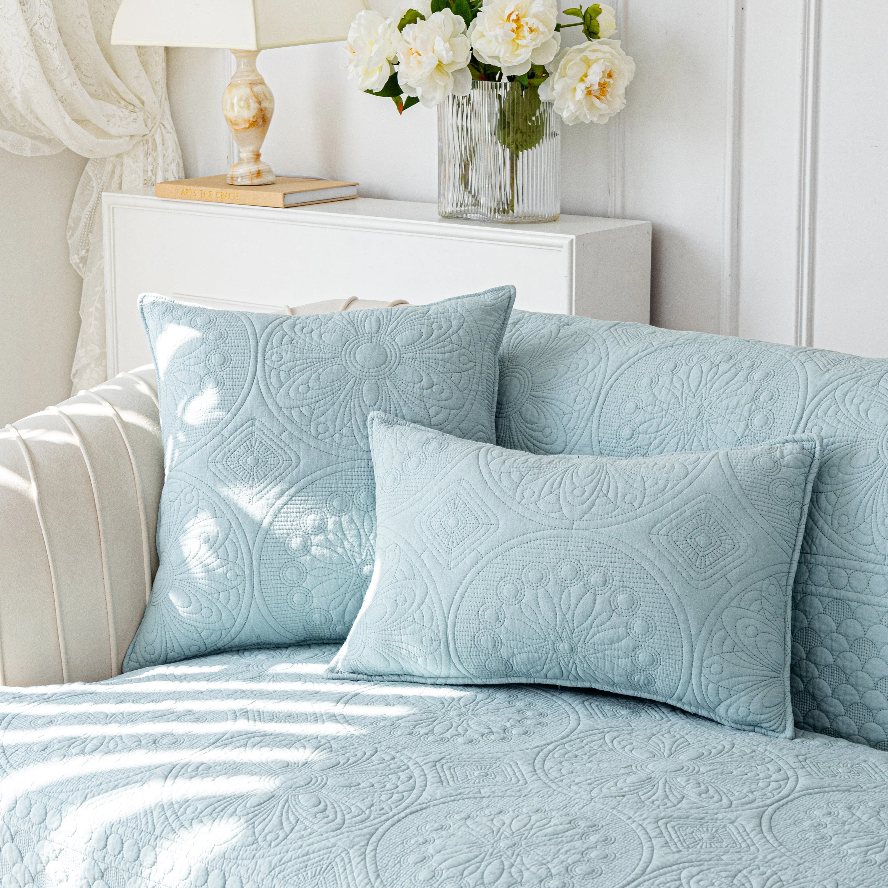Cotton Quilted Sofa Cover, Non-Slip Couch Protector Fits Backrest, Seat & Armrest - Image 65