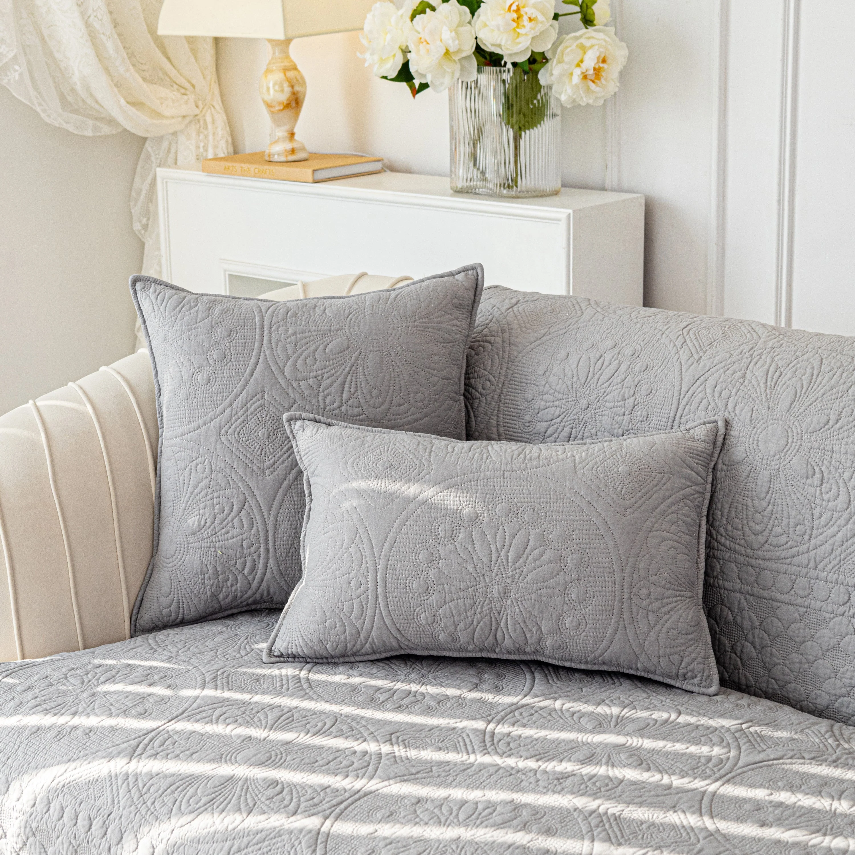 Cotton Quilted Sofa Cover, Non-Slip Couch Protector Fits Backrest, Seat & Armrest - Image 79