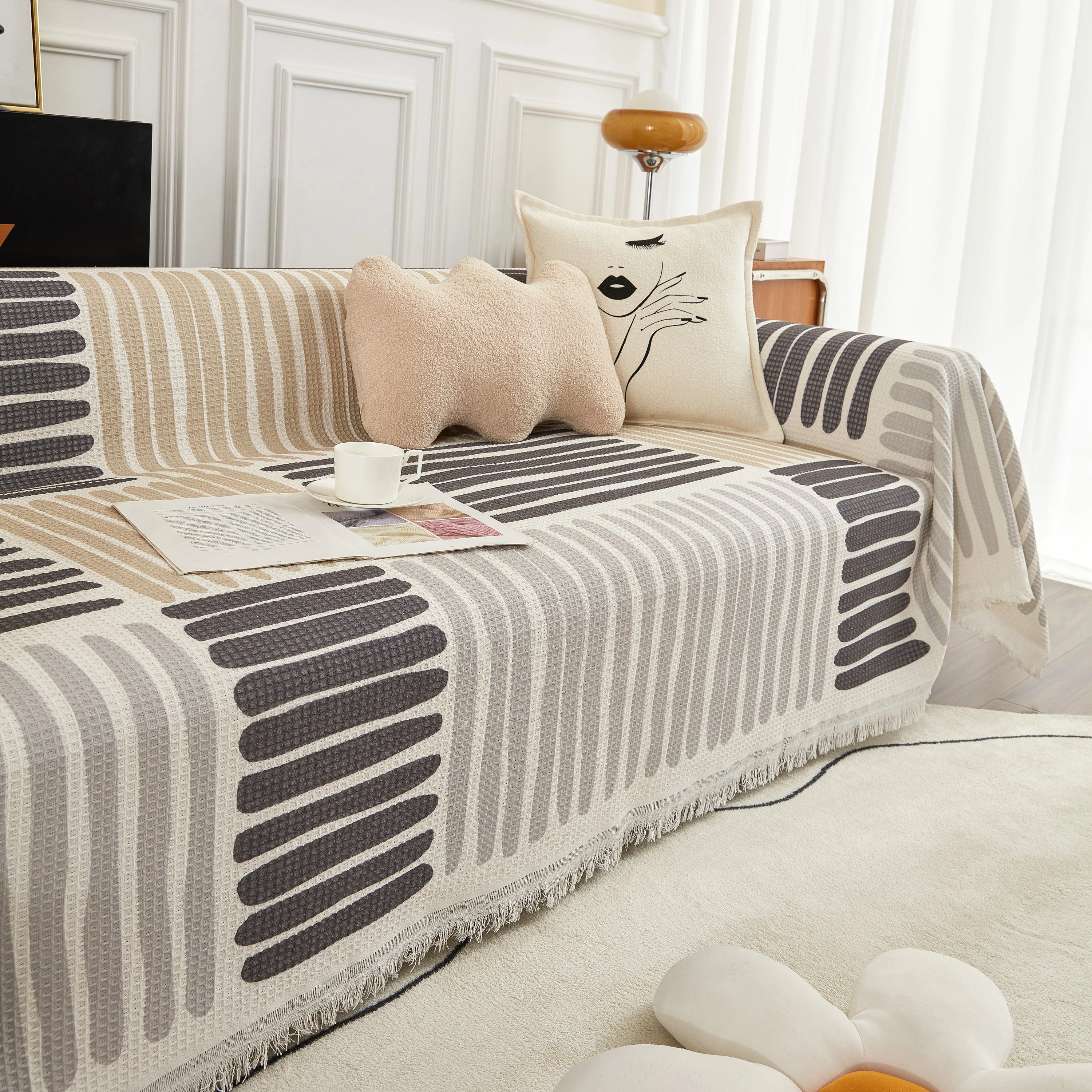 Cotton Sofa Blanket Cover, Throw Blanket Couch Protector, Extra Large Blanket to Cover Couch - Image 14