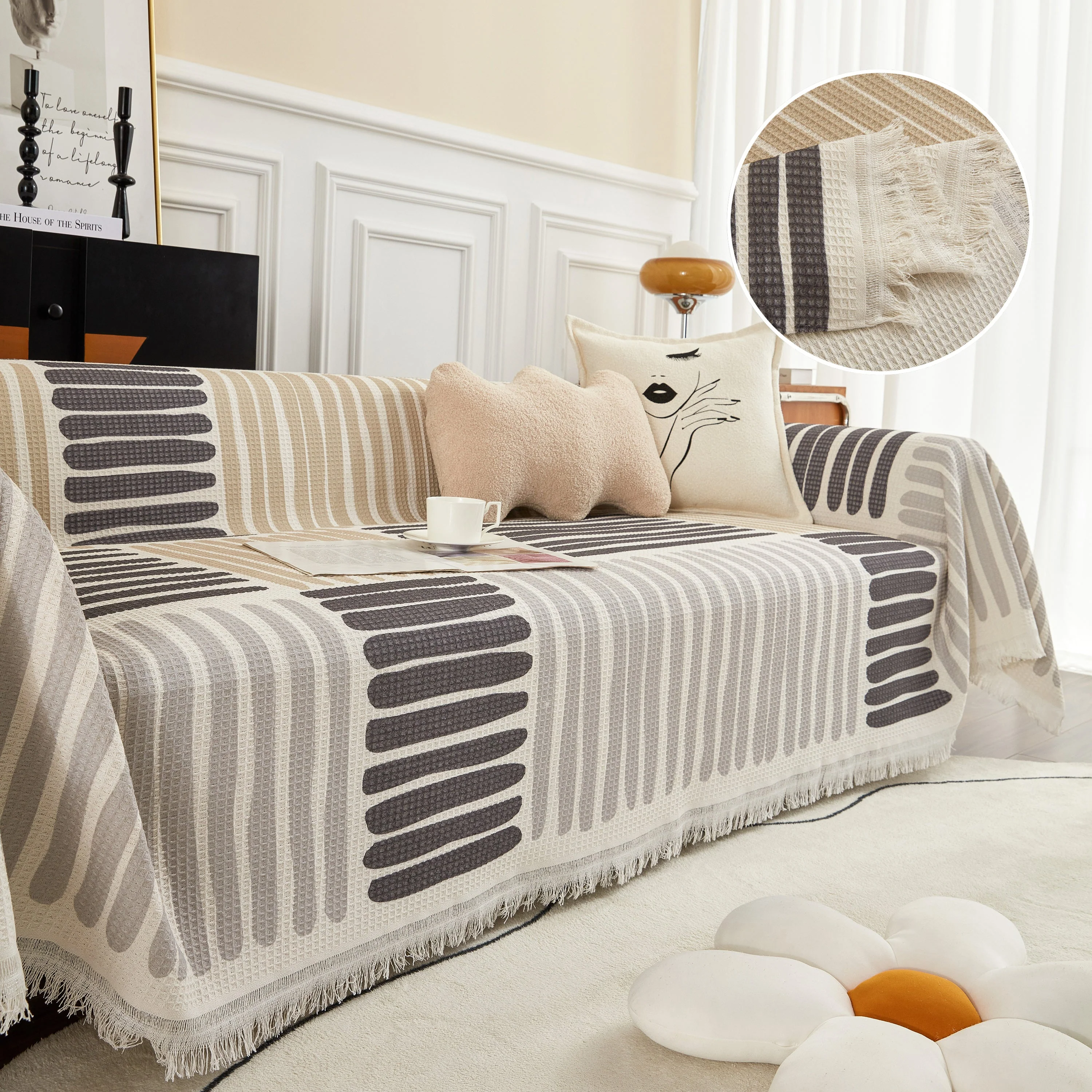 Cotton Sofa Blanket Cover, Throw Blanket Couch Protector, Extra Large Blanket to Cover Couch - Image 9