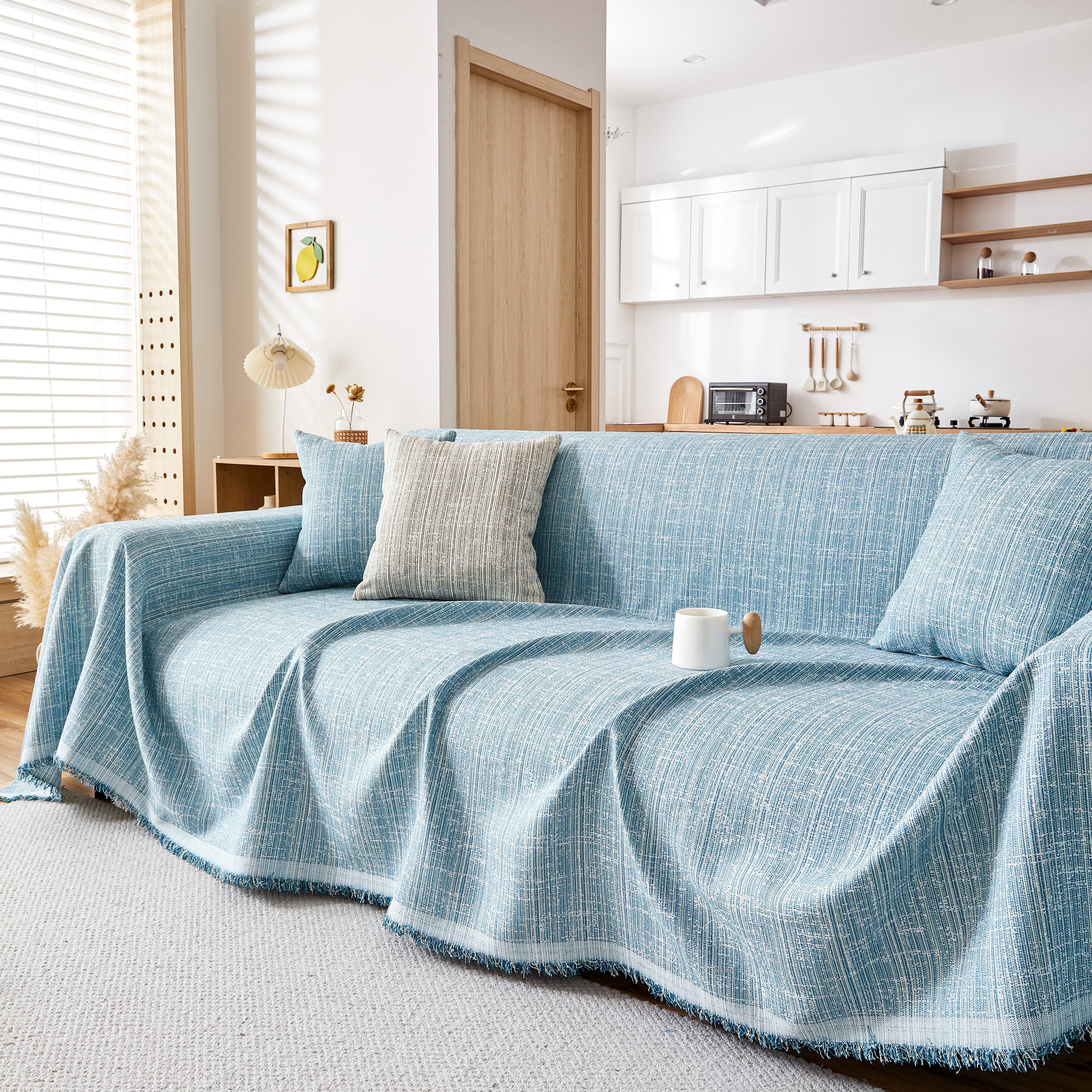 Couch Cover Blanket Couch Covers for Most Shape Sofas Washable Durable Sofa Throw Cover with Tassels - Image 100