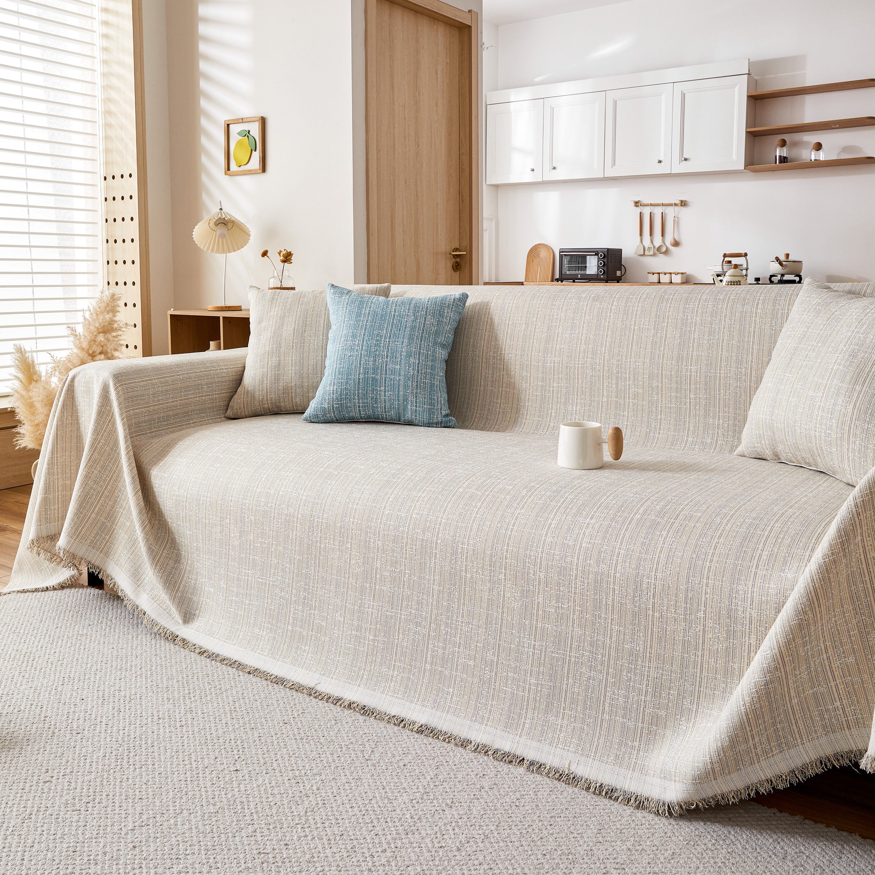 Couch Cover Blanket Couch Covers for Most Shape Sofas Washable Durable Sofa Throw Cover with Tassels - Image 12