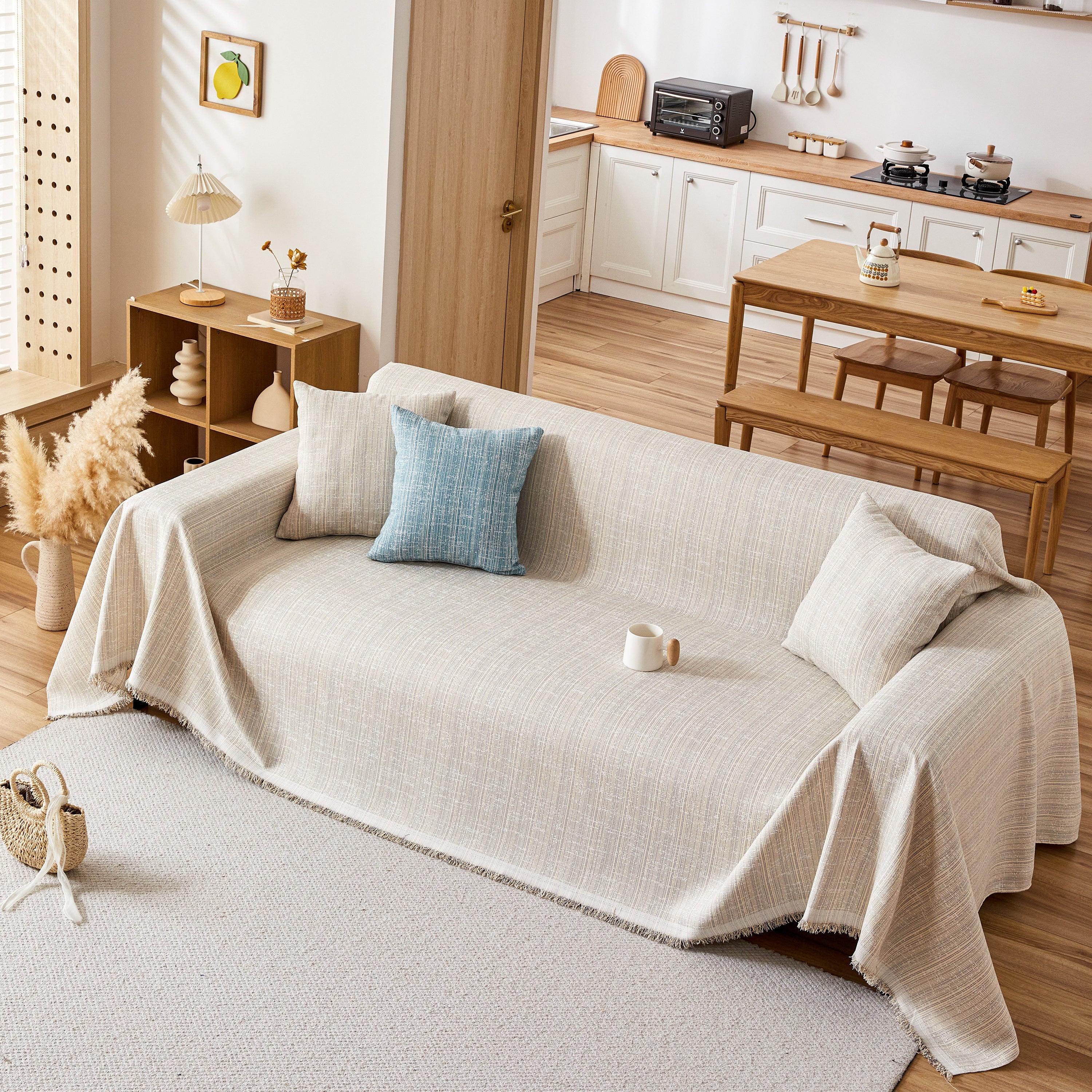 Couch Cover Blanket Couch Covers for Most Shape Sofas Washable Durable Sofa Throw Cover with Tassels - Image 13