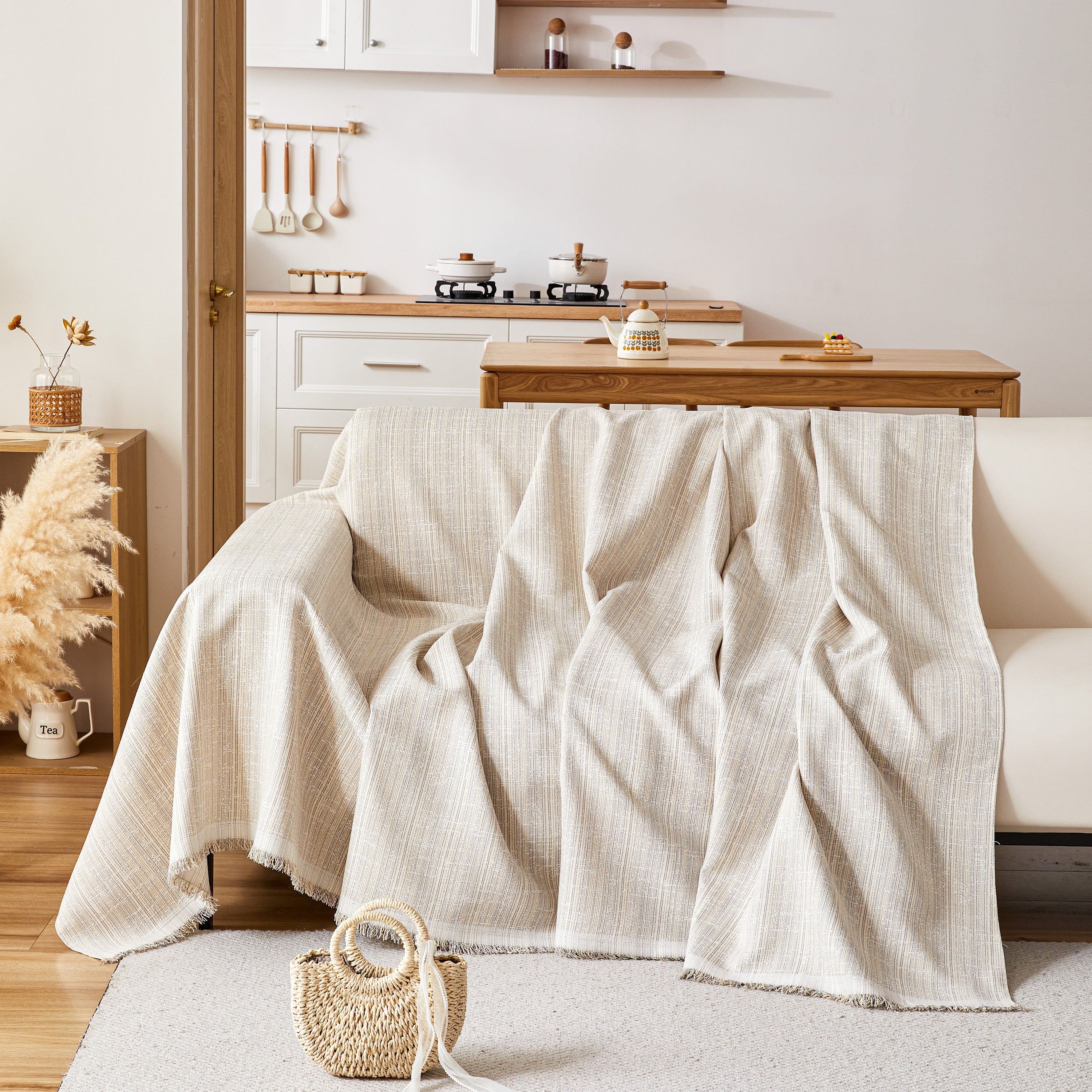Couch Cover Blanket Couch Covers for Most Shape Sofas Washable Durable Sofa Throw Cover with Tassels - Image 15