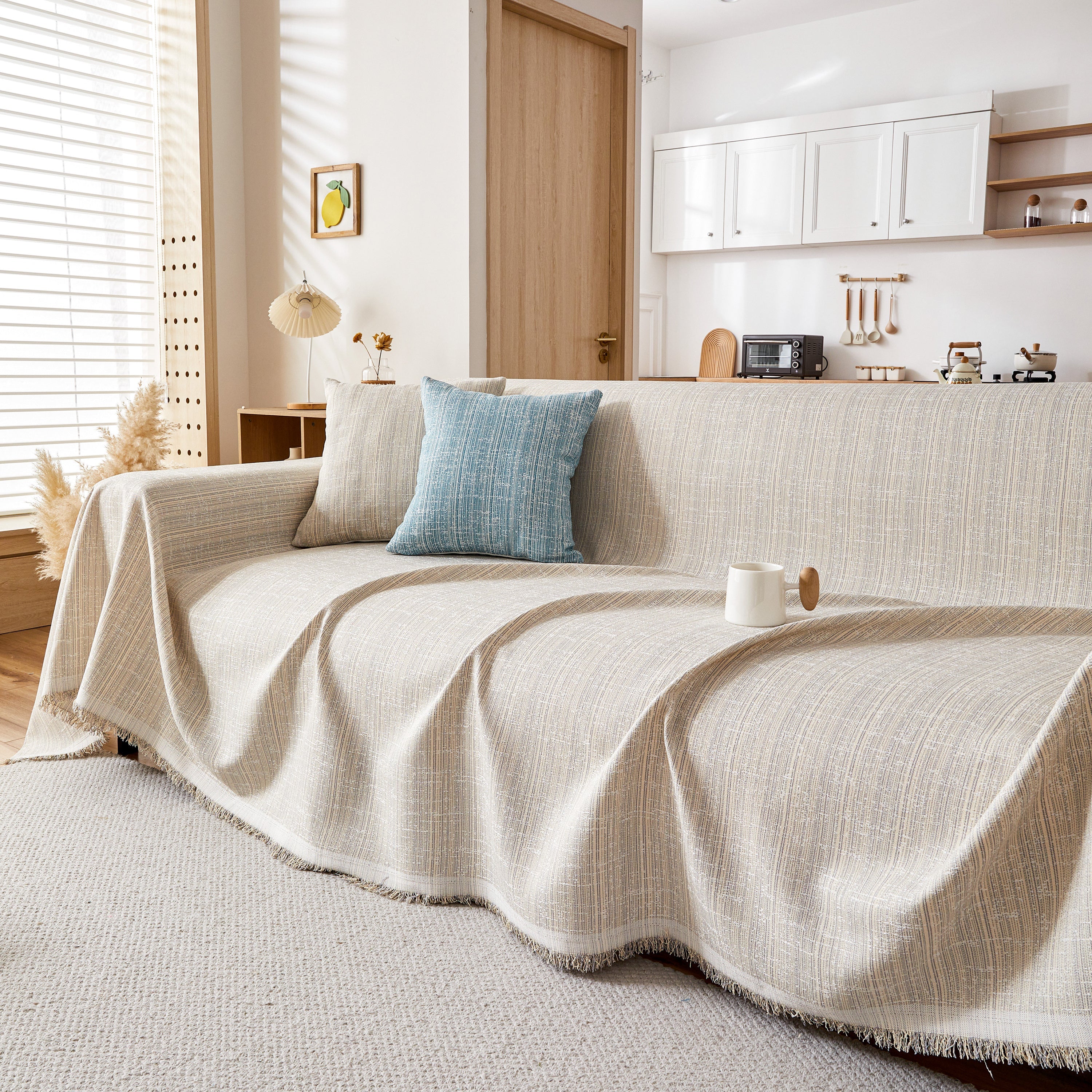 Couch Cover Blanket Couch Covers for Most Shape Sofas Washable Durable Sofa Throw Cover with Tassels - Image 17