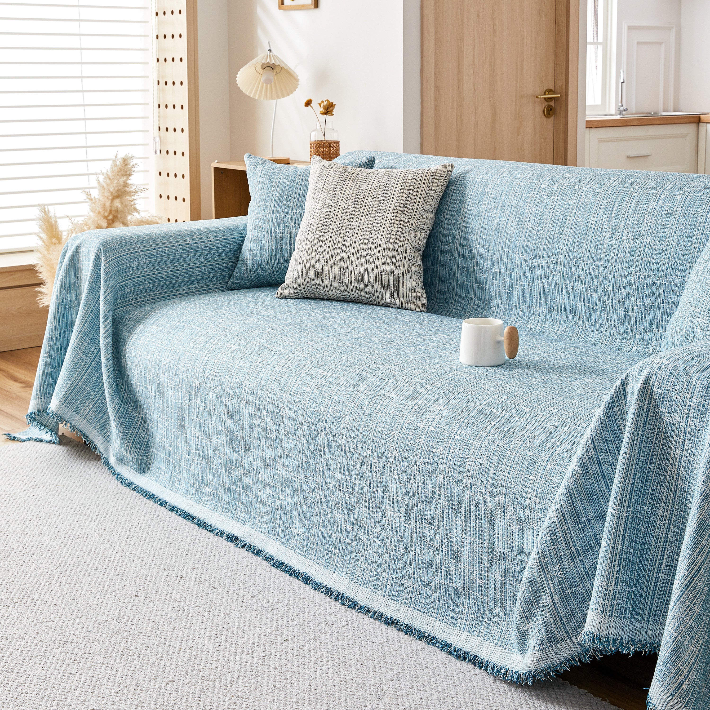 Couch Cover Blanket Couch Covers for Most Shape Sofas Washable Durable Sofa Throw Cover with Tassels - Image 22