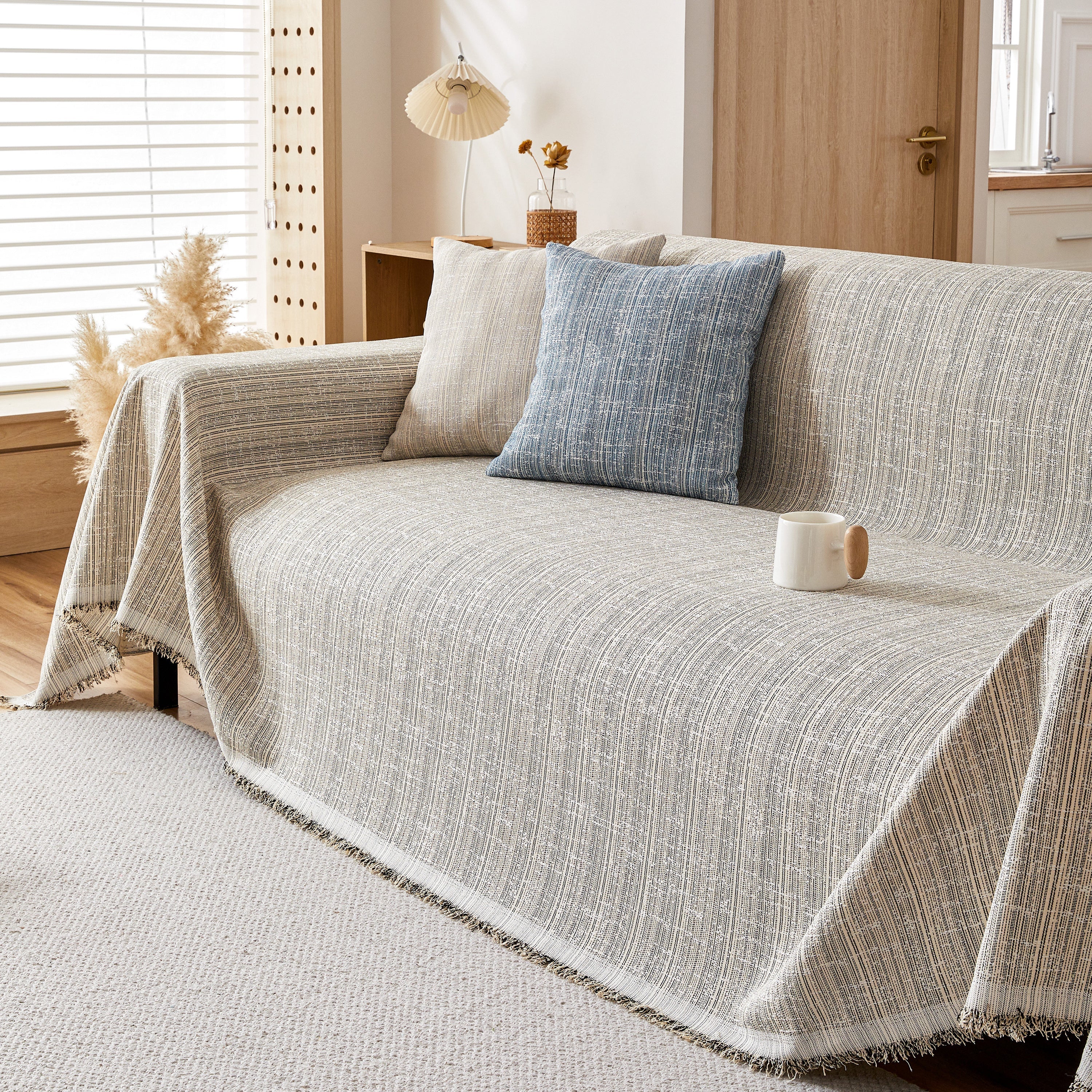 Couch Cover Blanket Couch Covers for Most Shape Sofas Washable Durable Sofa Throw Cover with Tassels - Image 23