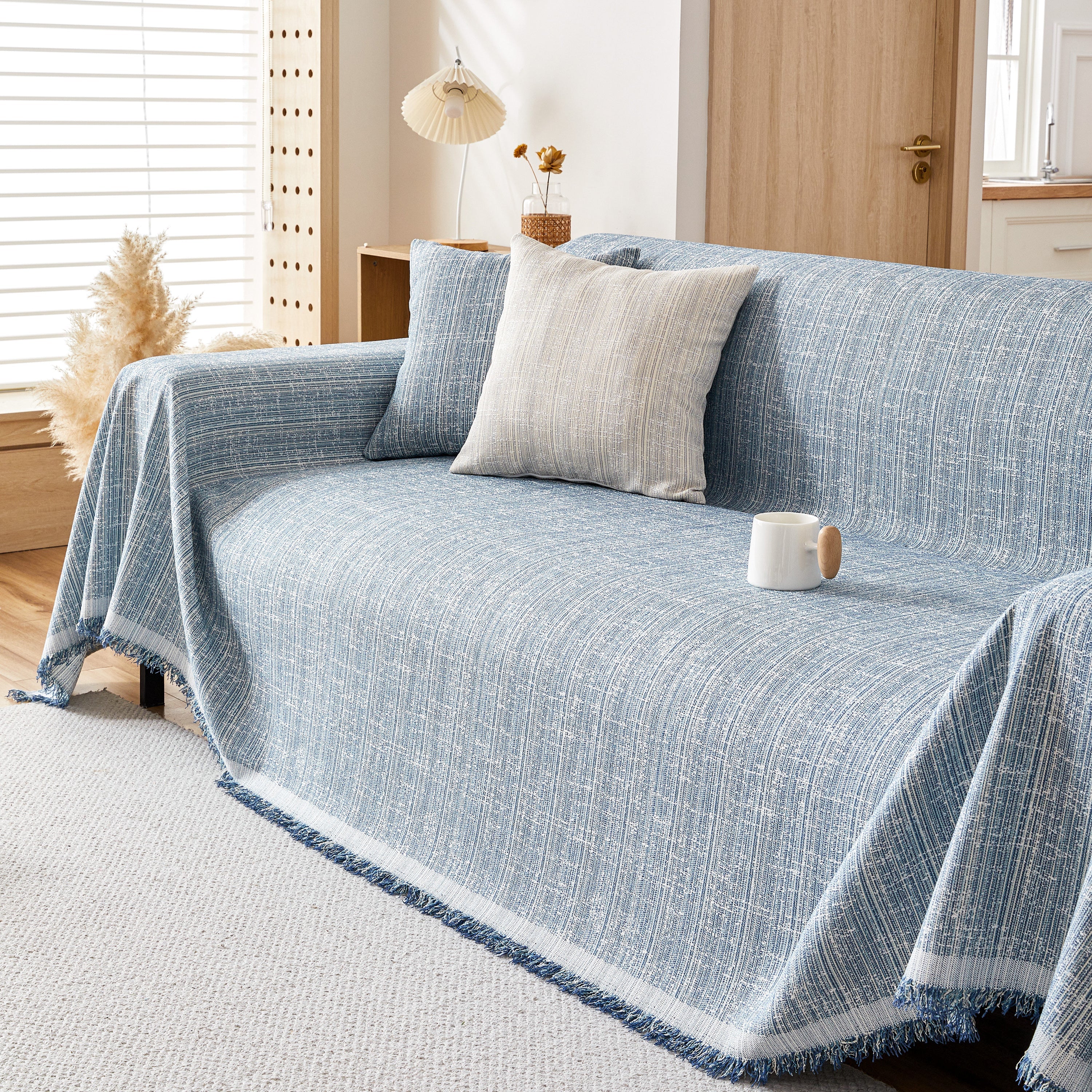Couch Cover Blanket Couch Covers for Most Shape Sofas Washable Durable Sofa Throw Cover with Tassels - Image 24