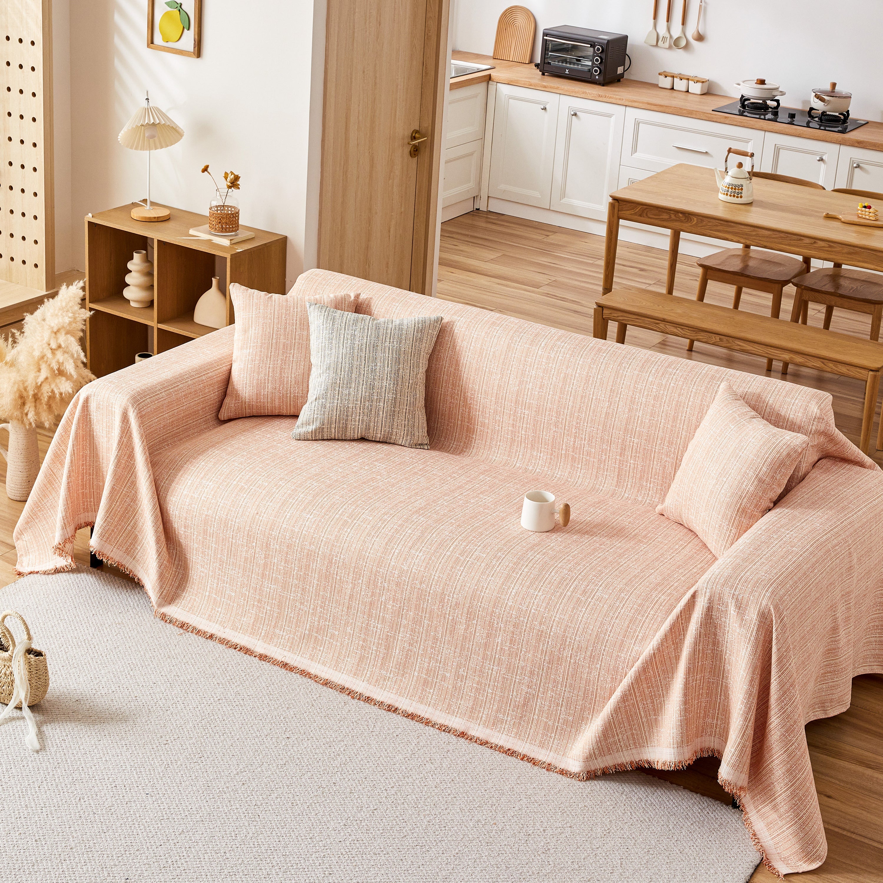 Couch Cover Blanket Couch Covers for Most Shape Sofas Washable Durable Sofa Throw Cover with Tassels - Image 27