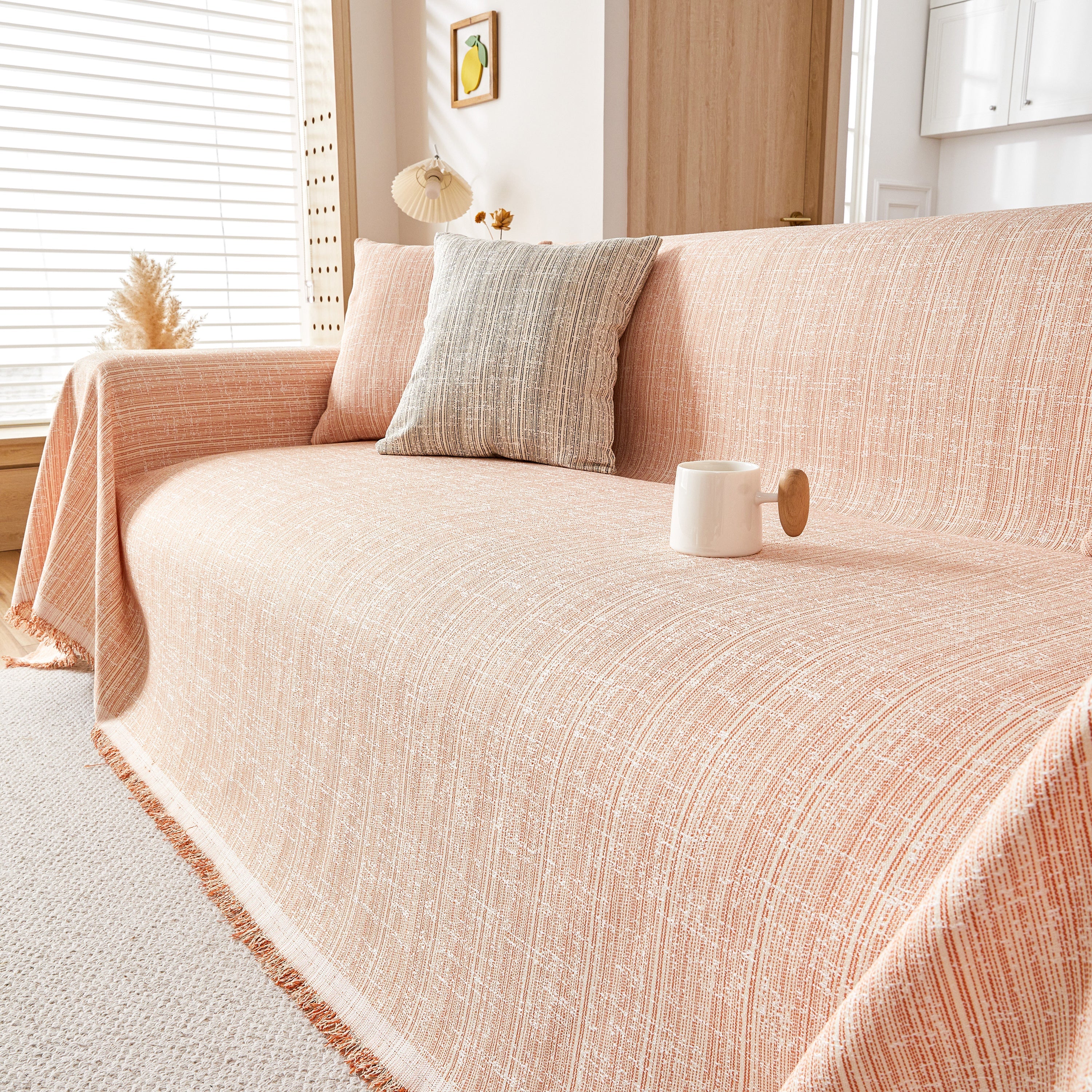Couch Cover Blanket Couch Covers for Most Shape Sofas Washable Durable Sofa Throw Cover with Tassels - Image 29