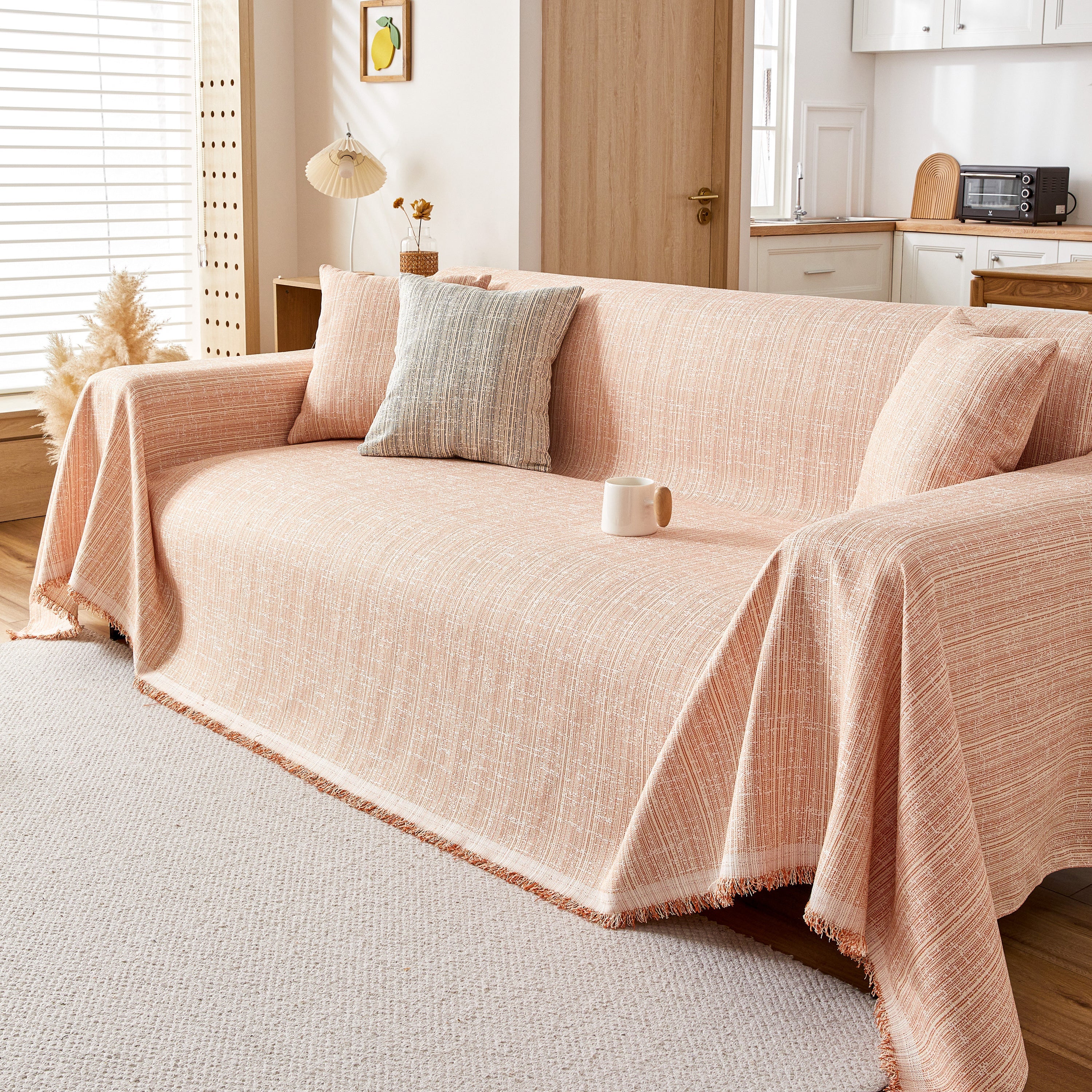 Couch Cover Blanket Couch Covers for Most Shape Sofas Washable Durable Sofa Throw Cover with Tassels - Image 38