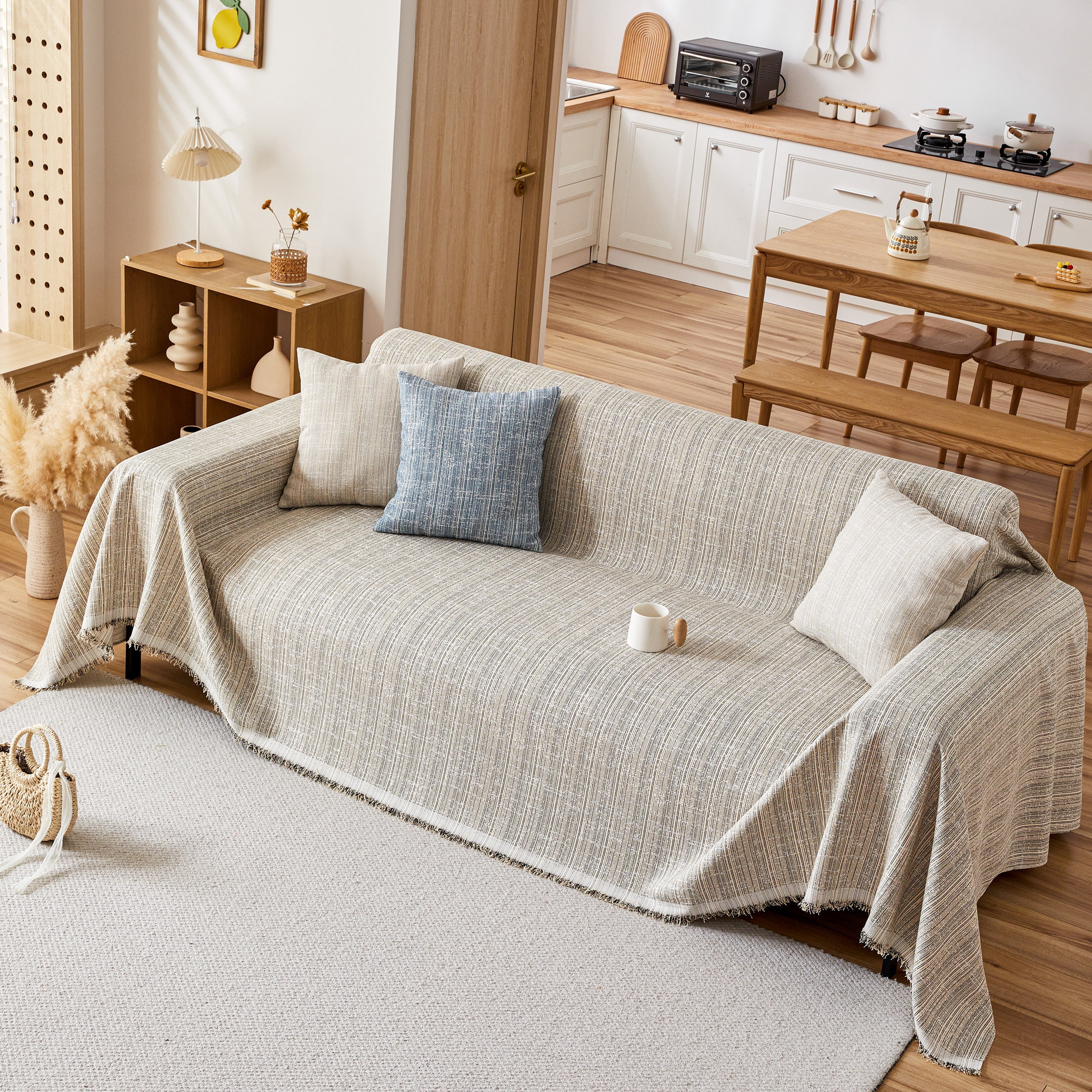 Couch Cover Blanket Couch Covers for Most Shape Sofas Washable Durable Sofa Throw Cover with Tassels - Image 48