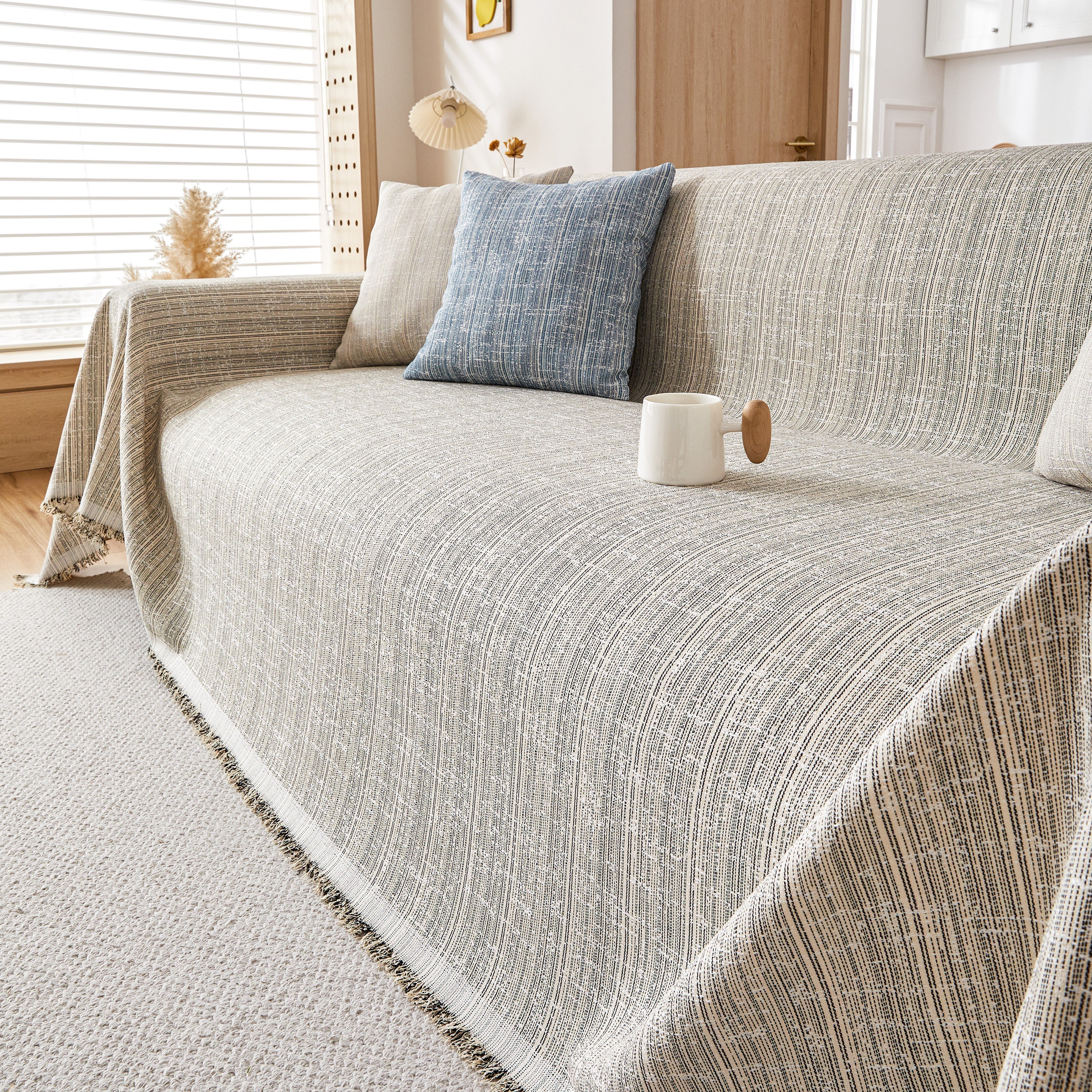 Couch Cover Blanket Couch Covers for Most Shape Sofas Washable Durable Sofa Throw Cover with Tassels - Image 50