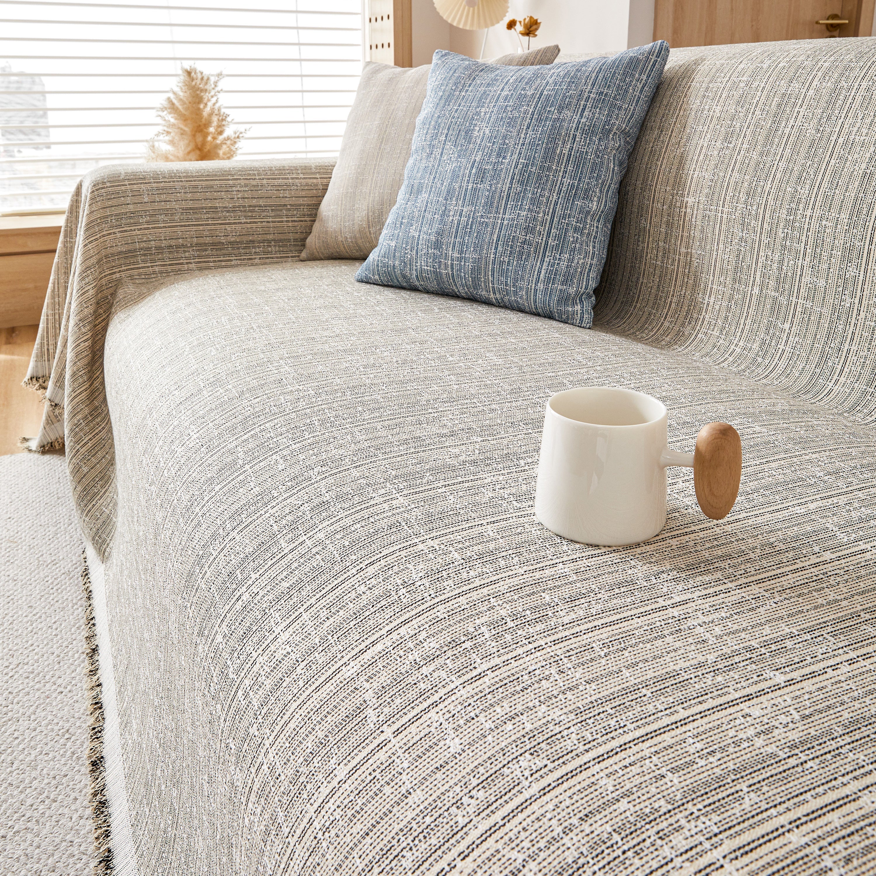 Couch Cover Blanket Couch Covers for Most Shape Sofas Washable Durable Sofa Throw Cover with Tassels - Image 56