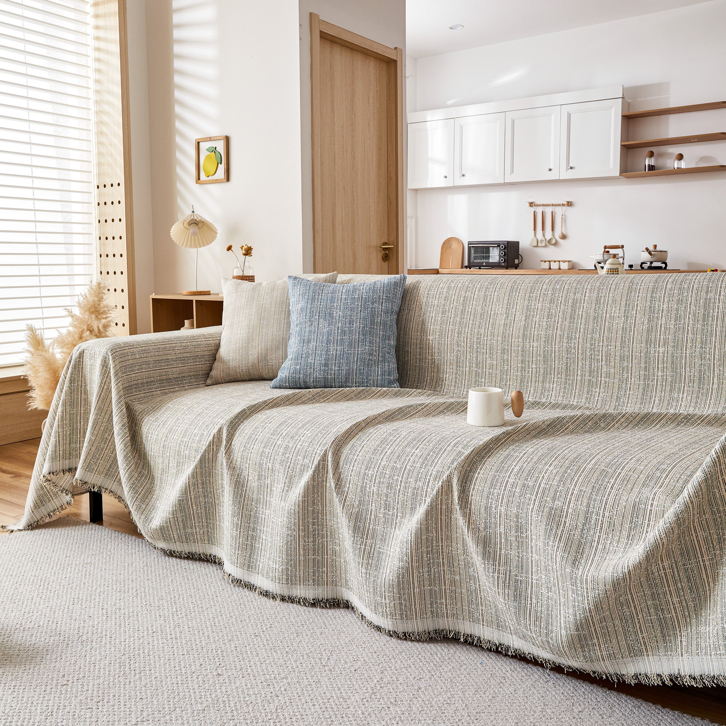 Couch Cover Blanket Couch Covers for Most Shape Sofas Washable Durable Sofa Throw Cover with Tassels - Image 59