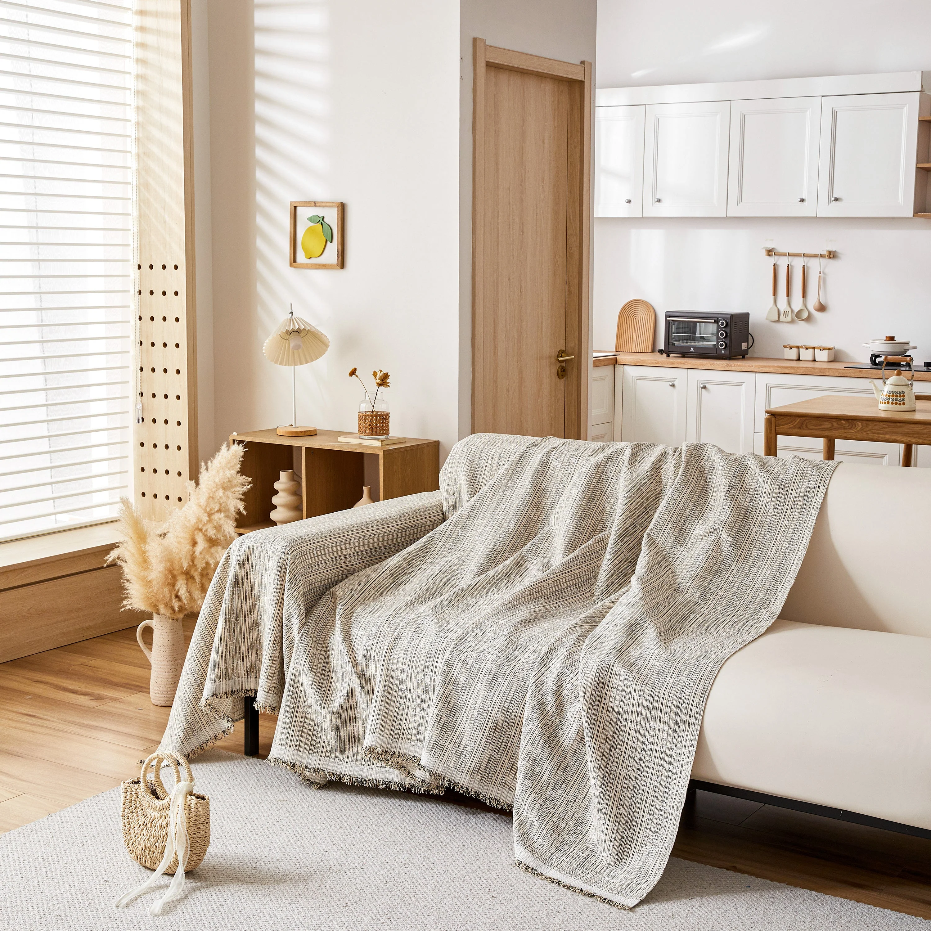 Couch Cover Blanket Couch Covers for Most Shape Sofas Washable Durable Sofa Throw Cover with Tassels - Image 60