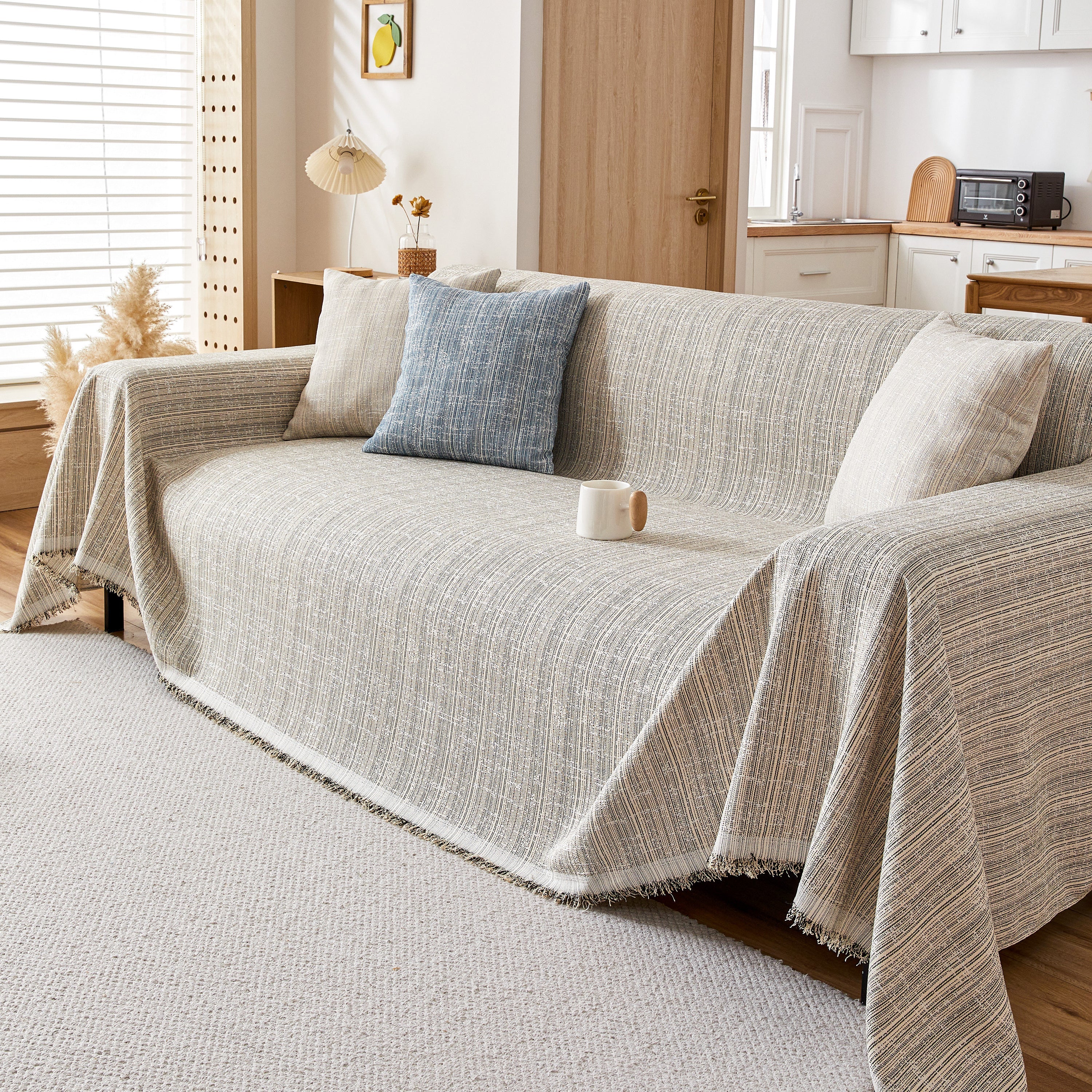 Couch Cover Blanket Couch Covers for Most Shape Sofas Washable Durable Sofa Throw Cover with Tassels - Image 64